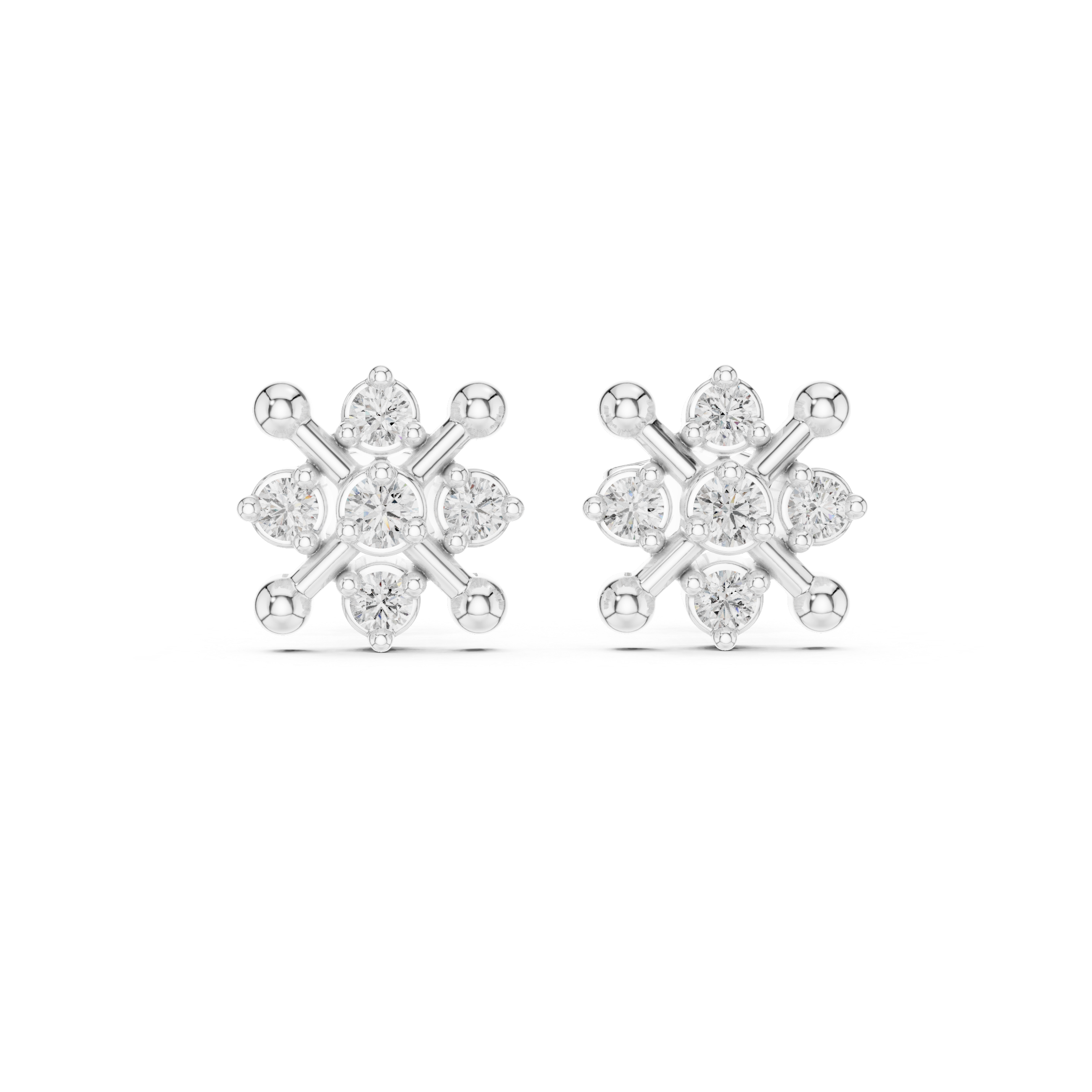 Luxury Starburst Diamond Stud Earrings