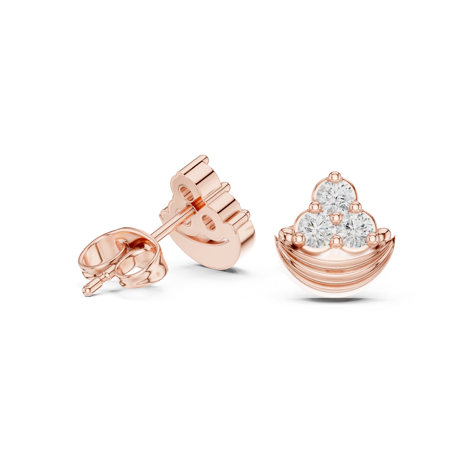 Luxury Crescent Diamond Stud Earrings