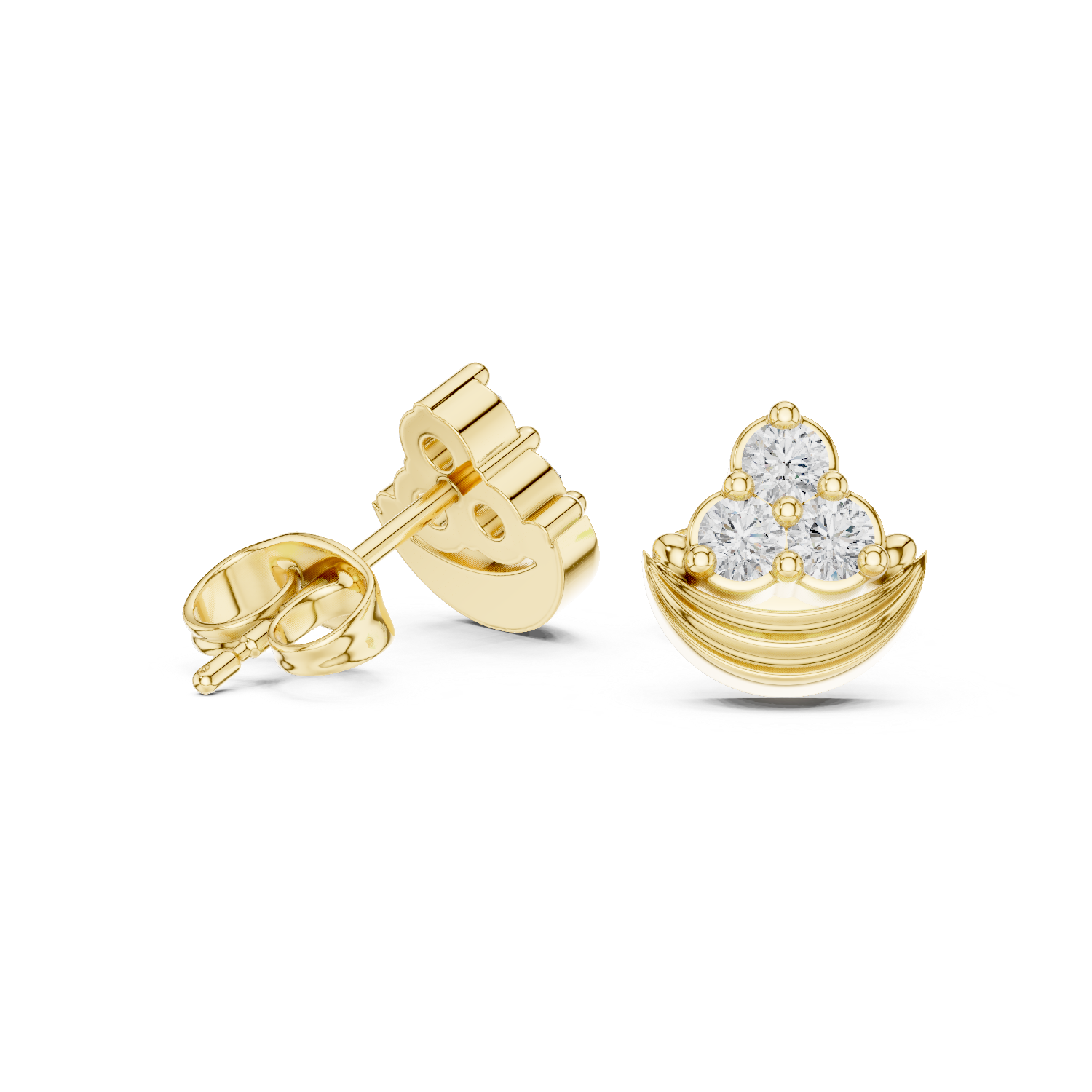 Luxury Crescent Diamond Stud Earrings