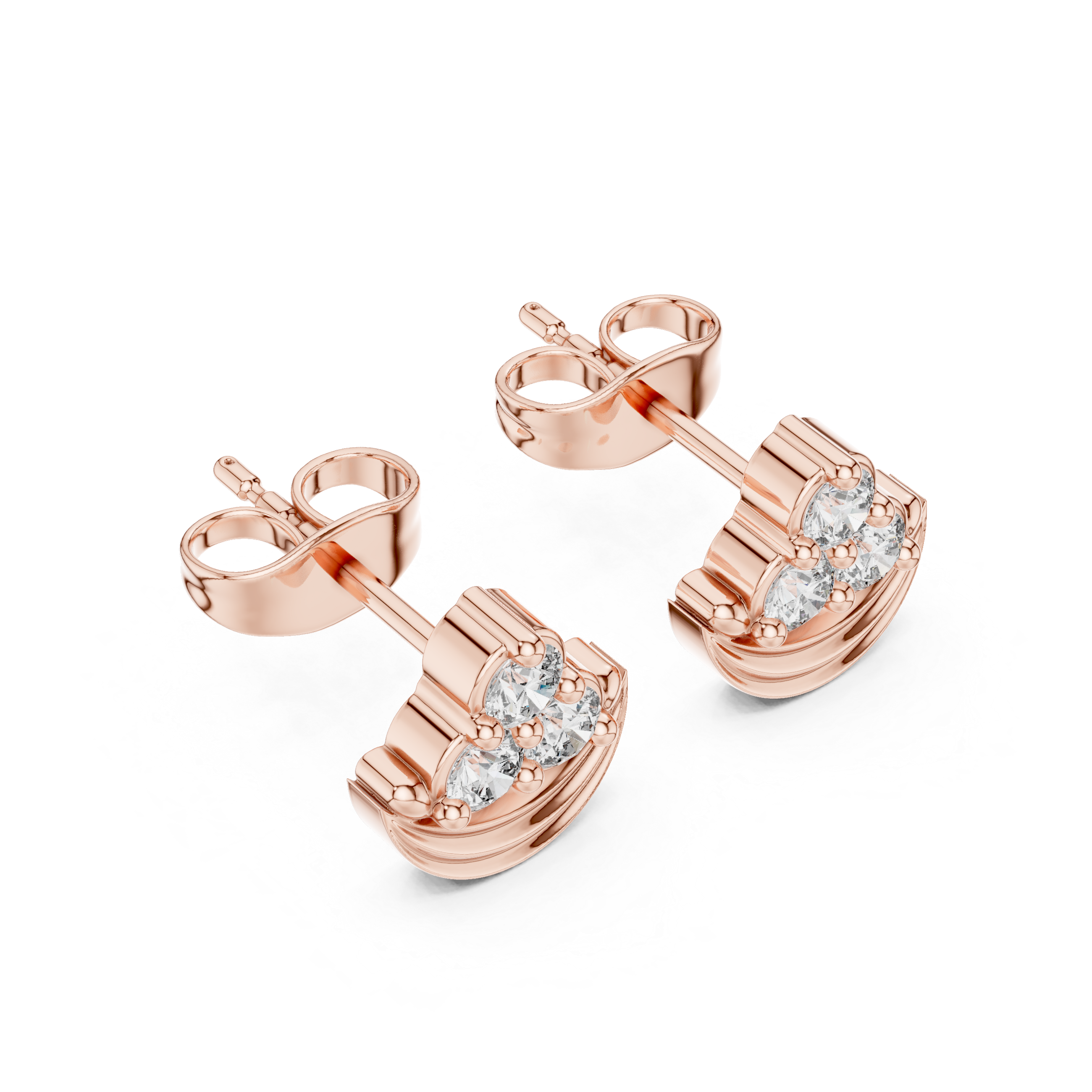 Luxury Crescent Diamond Stud Earrings