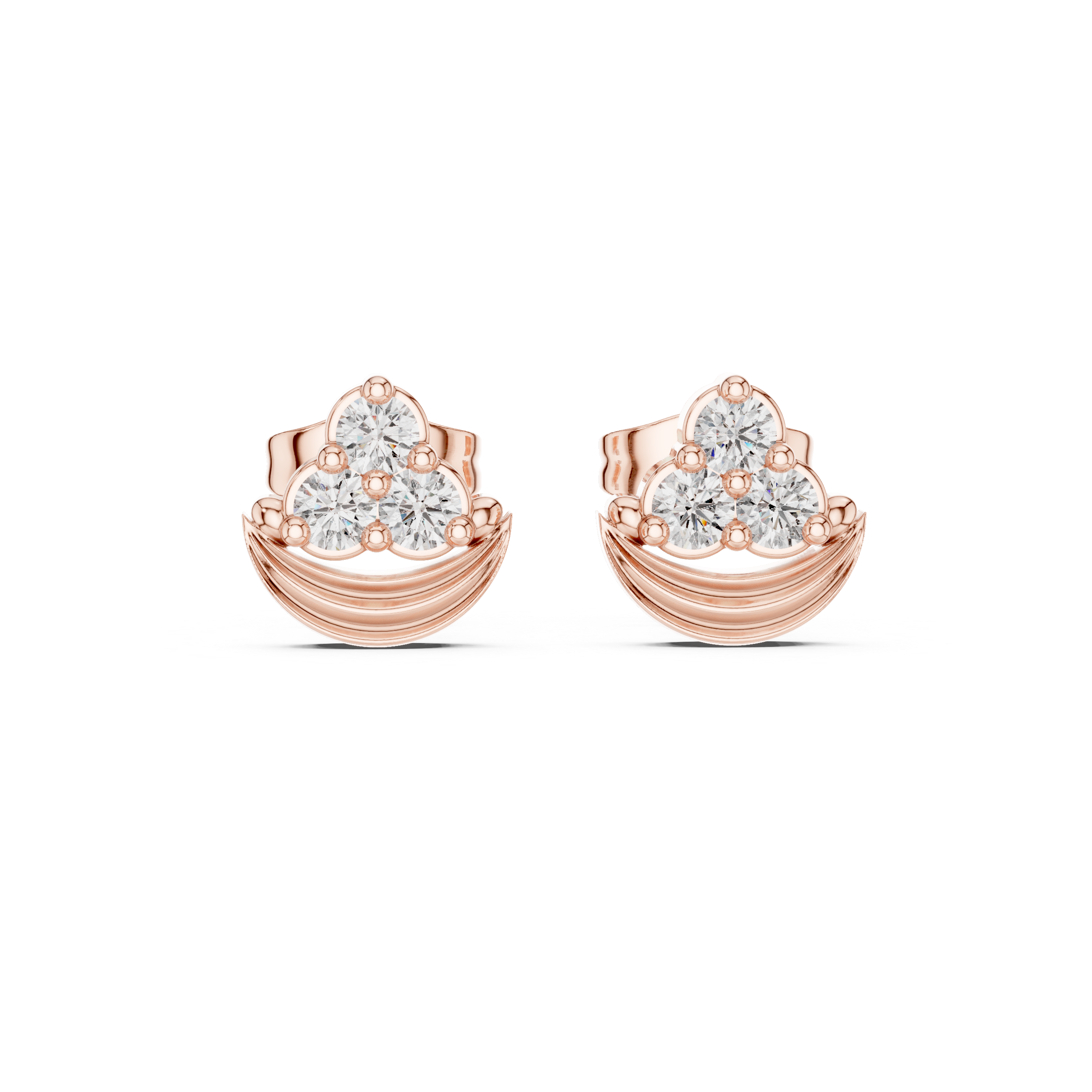 Luxury Crescent Diamond Stud Earrings