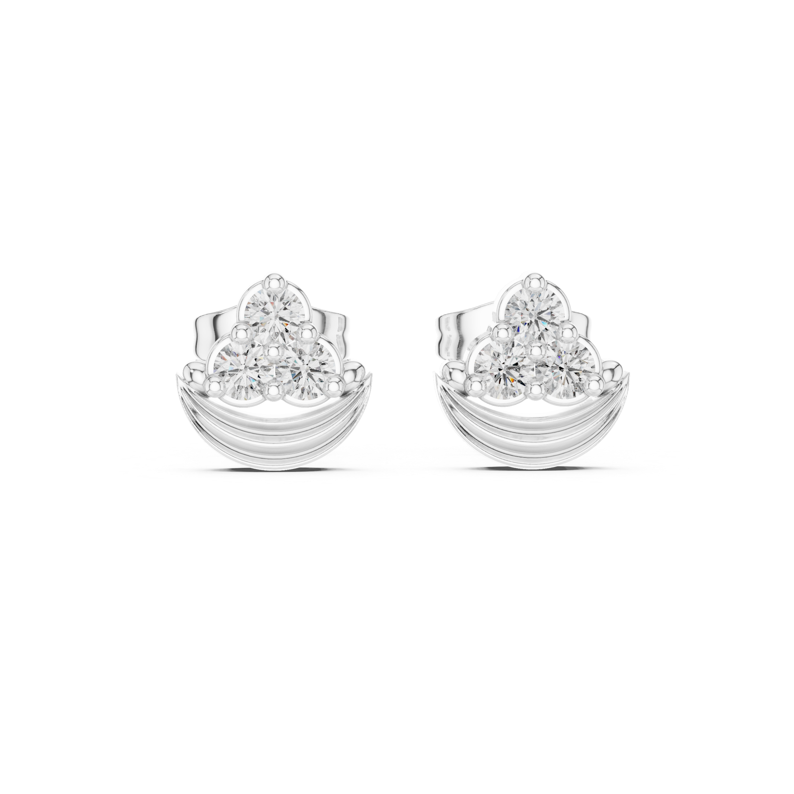 Luxury Crescent Diamond Stud Earrings