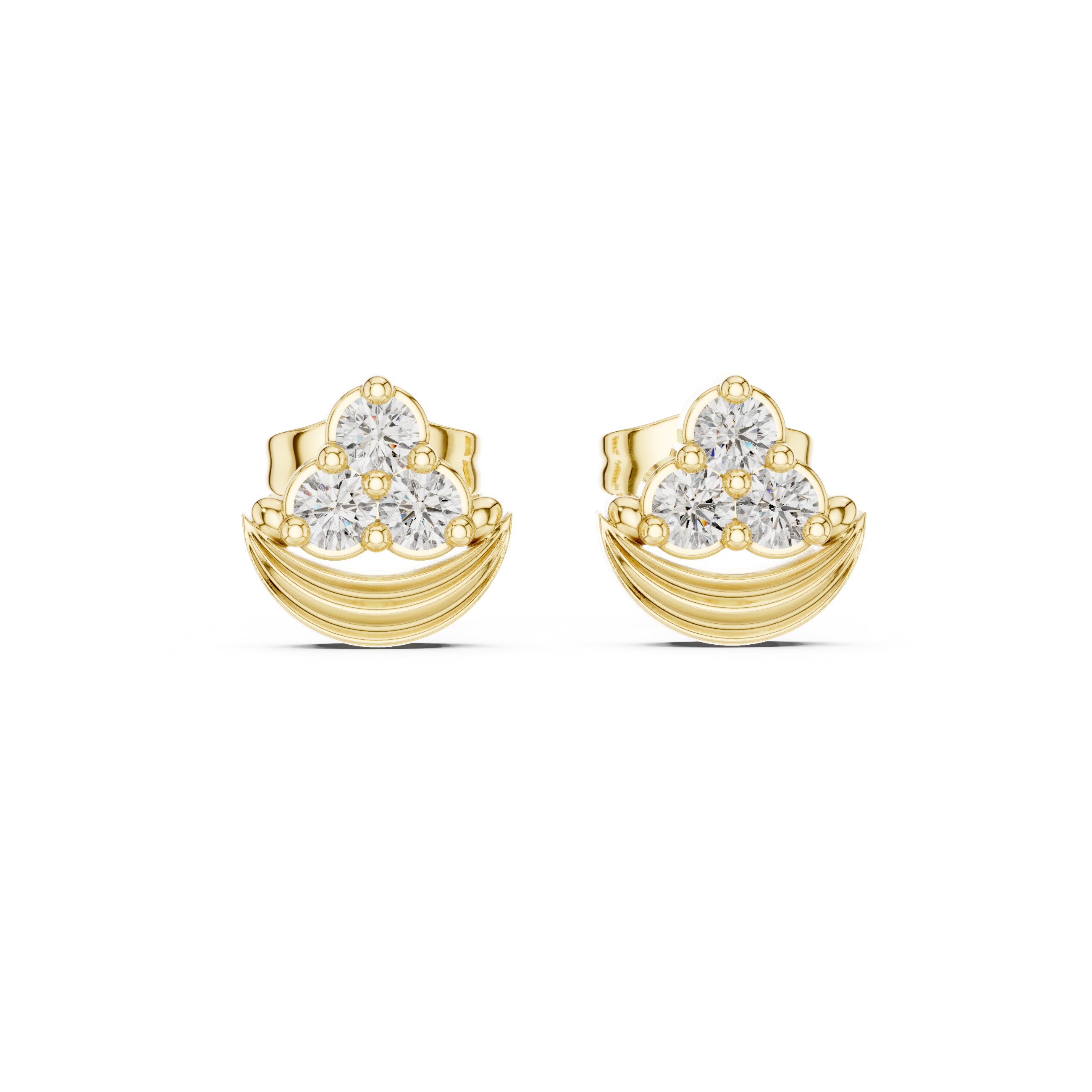 Luxury Crescent Diamond Stud Earrings