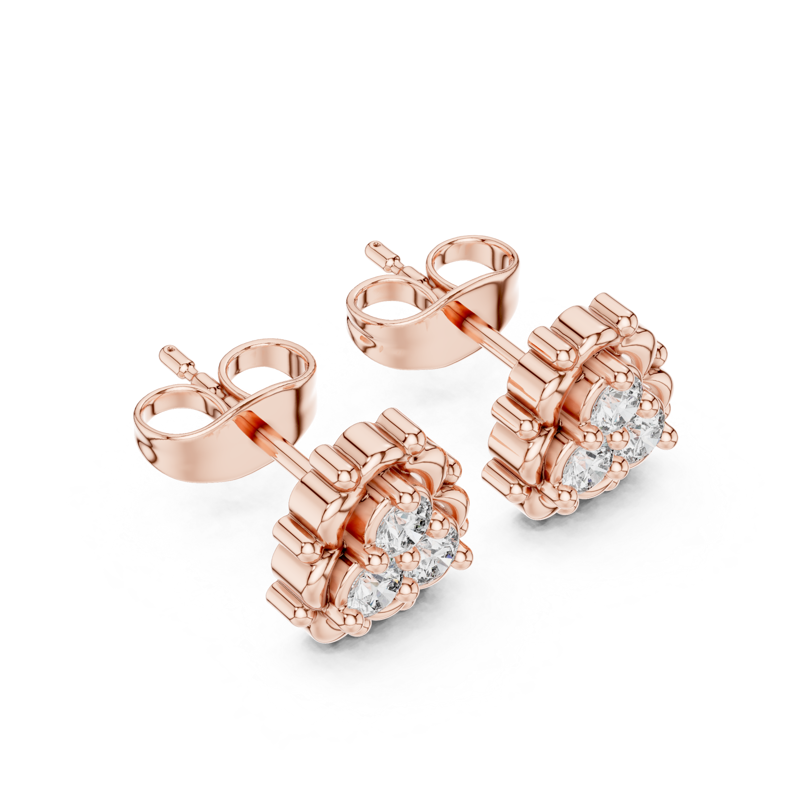 Luxury Clover Diamond Stud Earrings