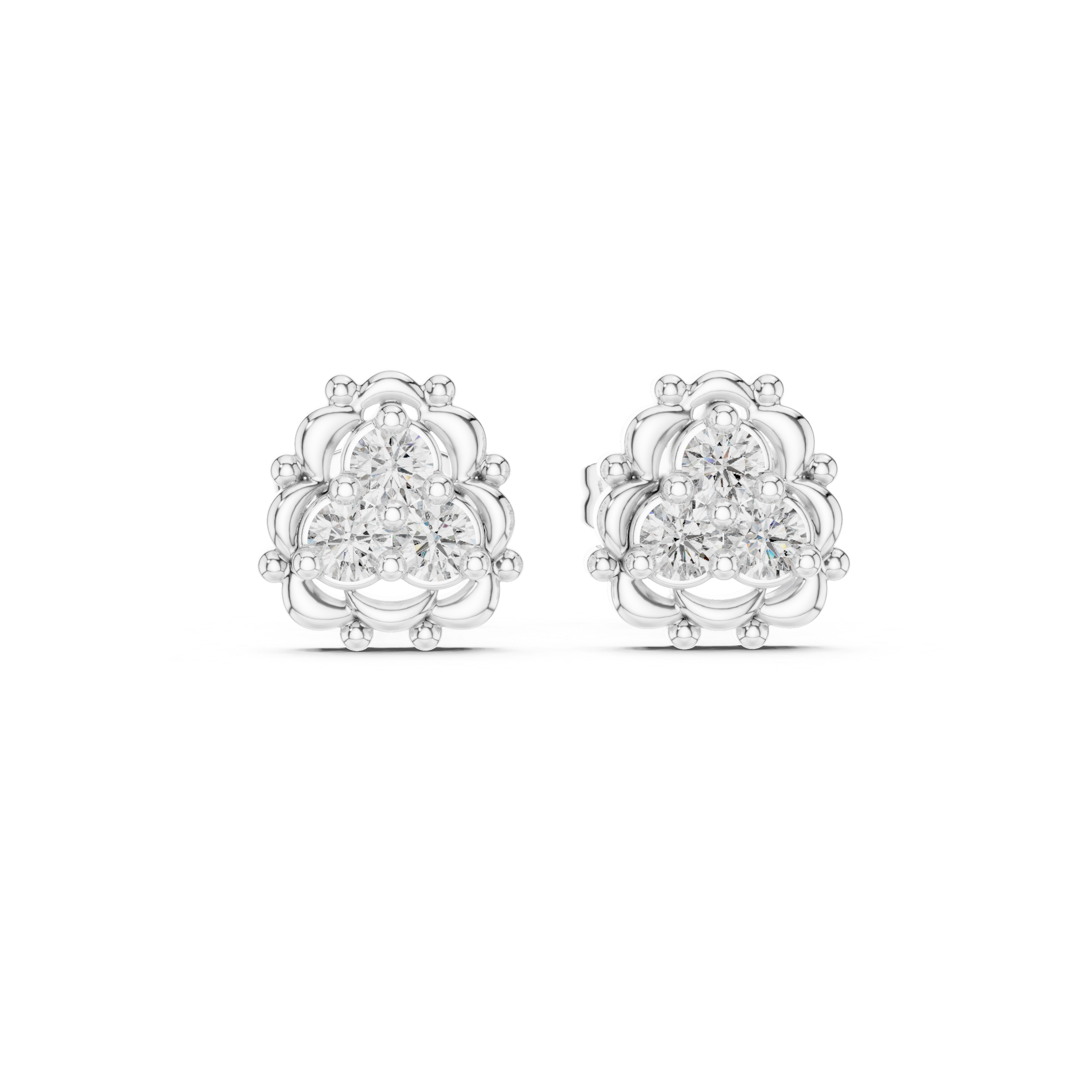 Luxury Clover Diamond Stud Earrings