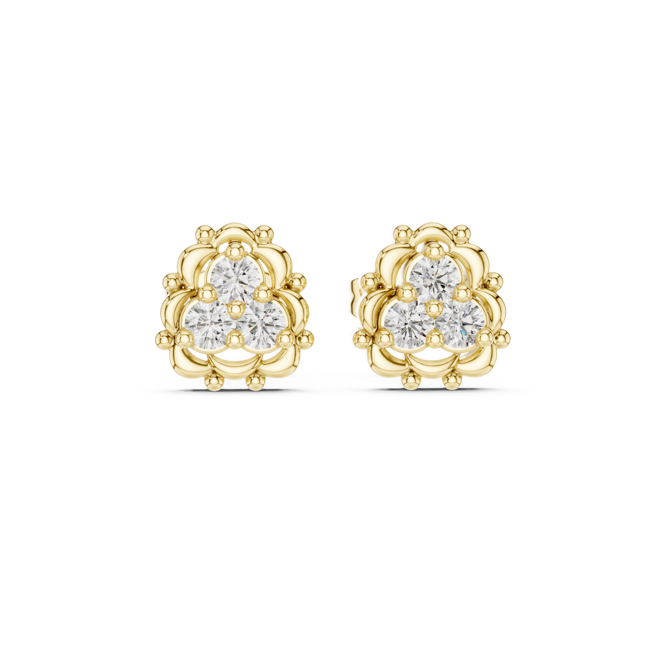 Luxury Clover Diamond Stud Earrings
