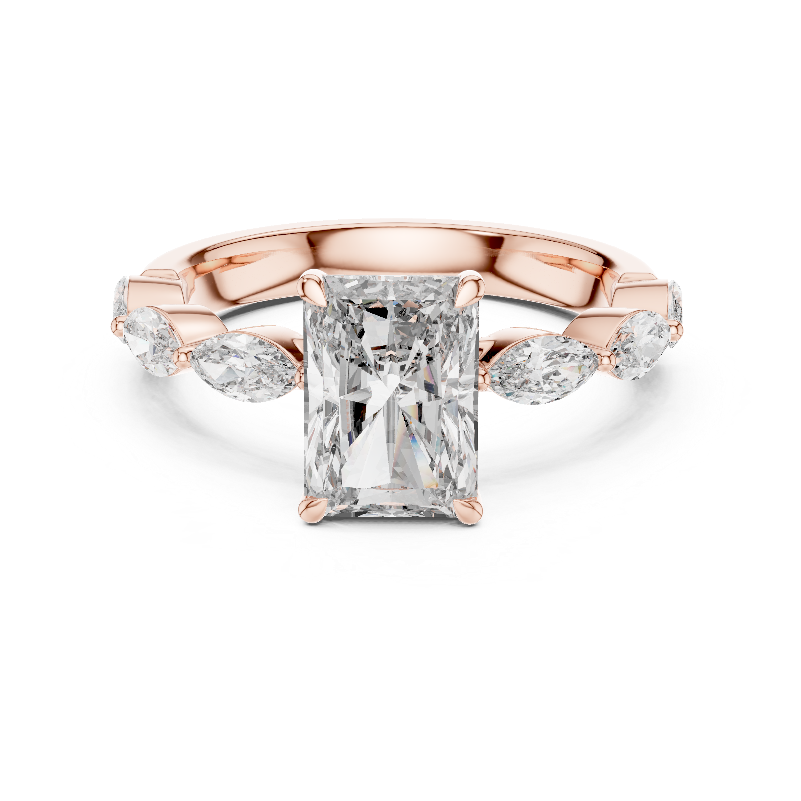 Radiant Side Stone Ring