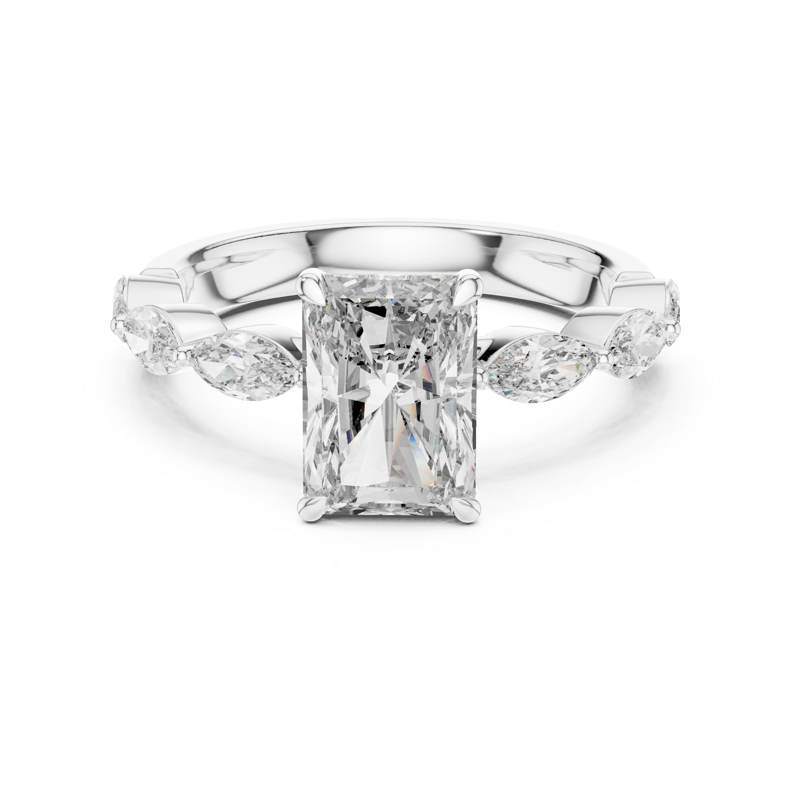 Radiant Side Stone Ring