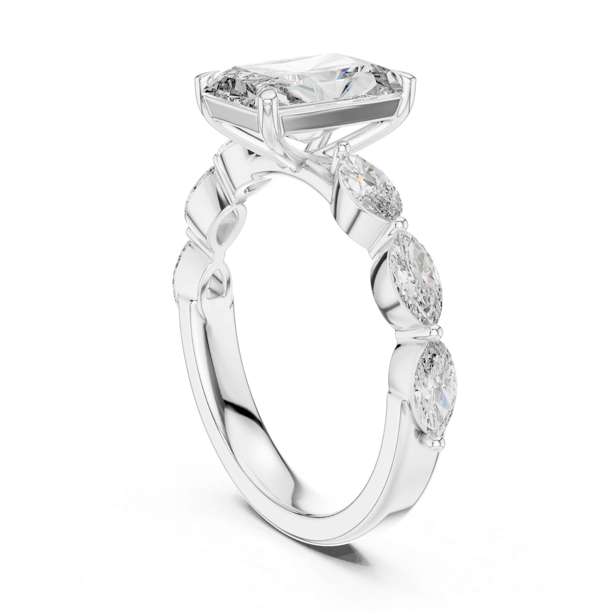 Radiant Side Stone Ring