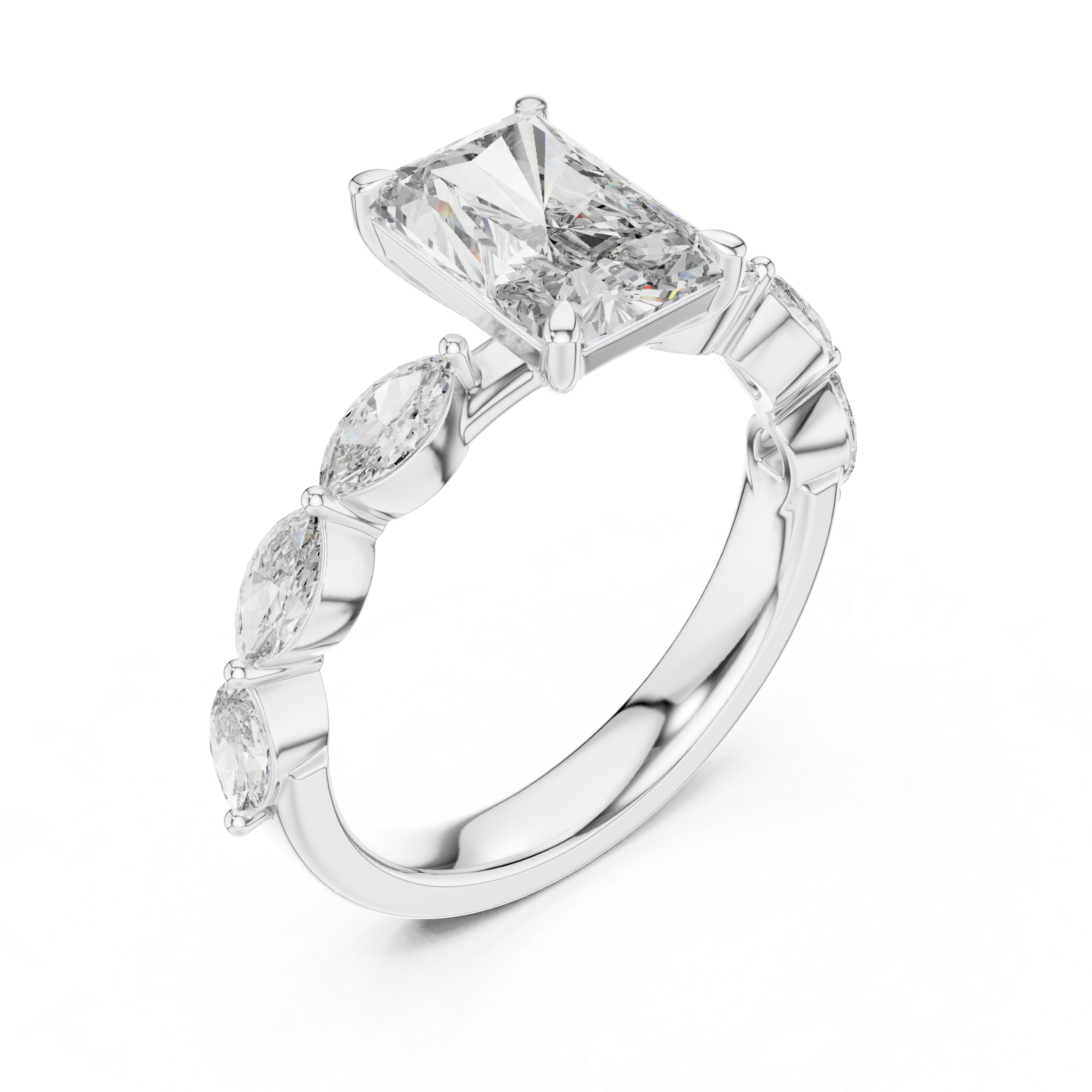 Radiant Side Stone Ring