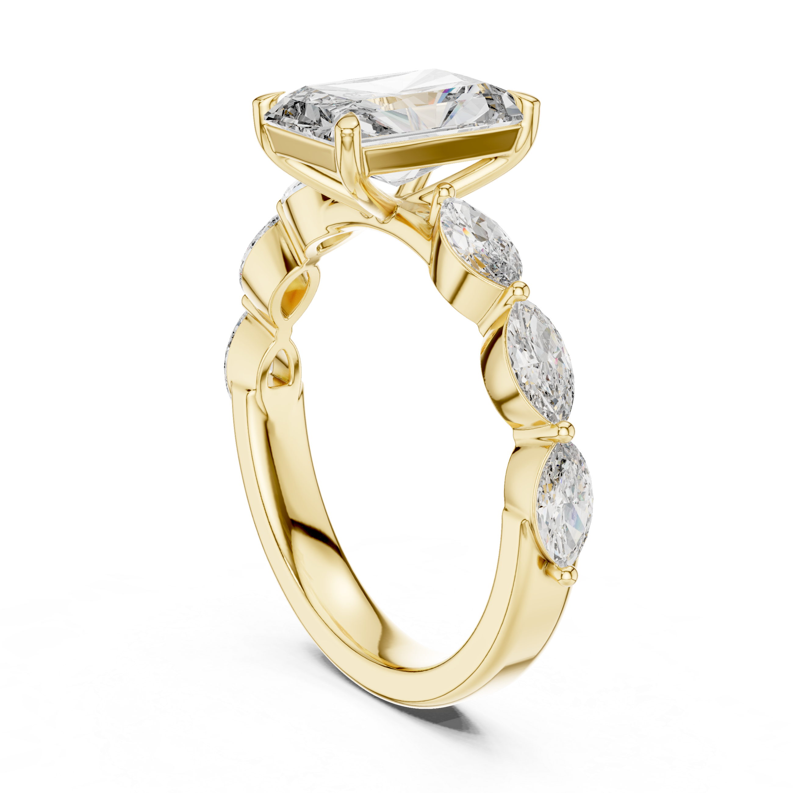 Radiant Side Stone Ring