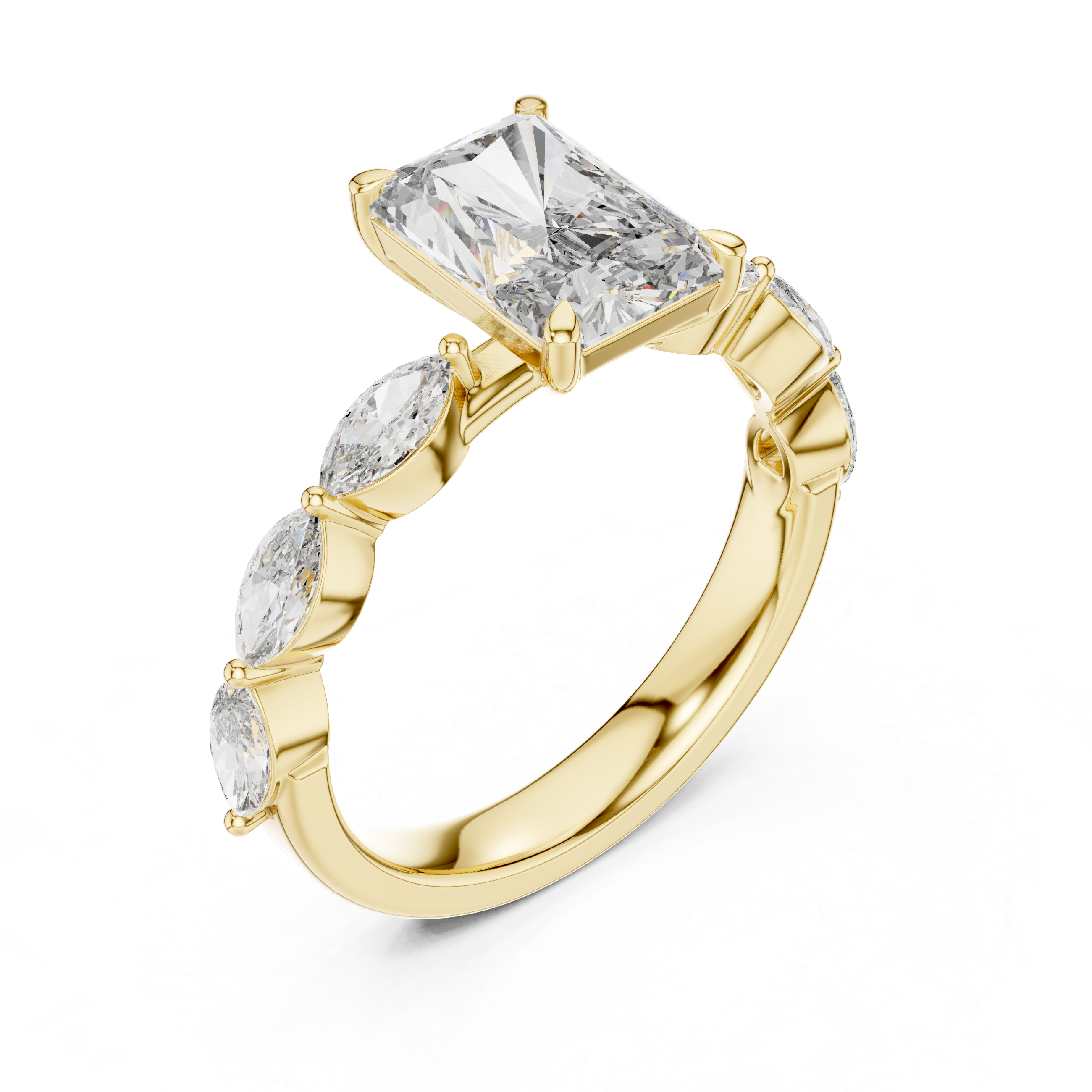 Radiant Side Stone Ring