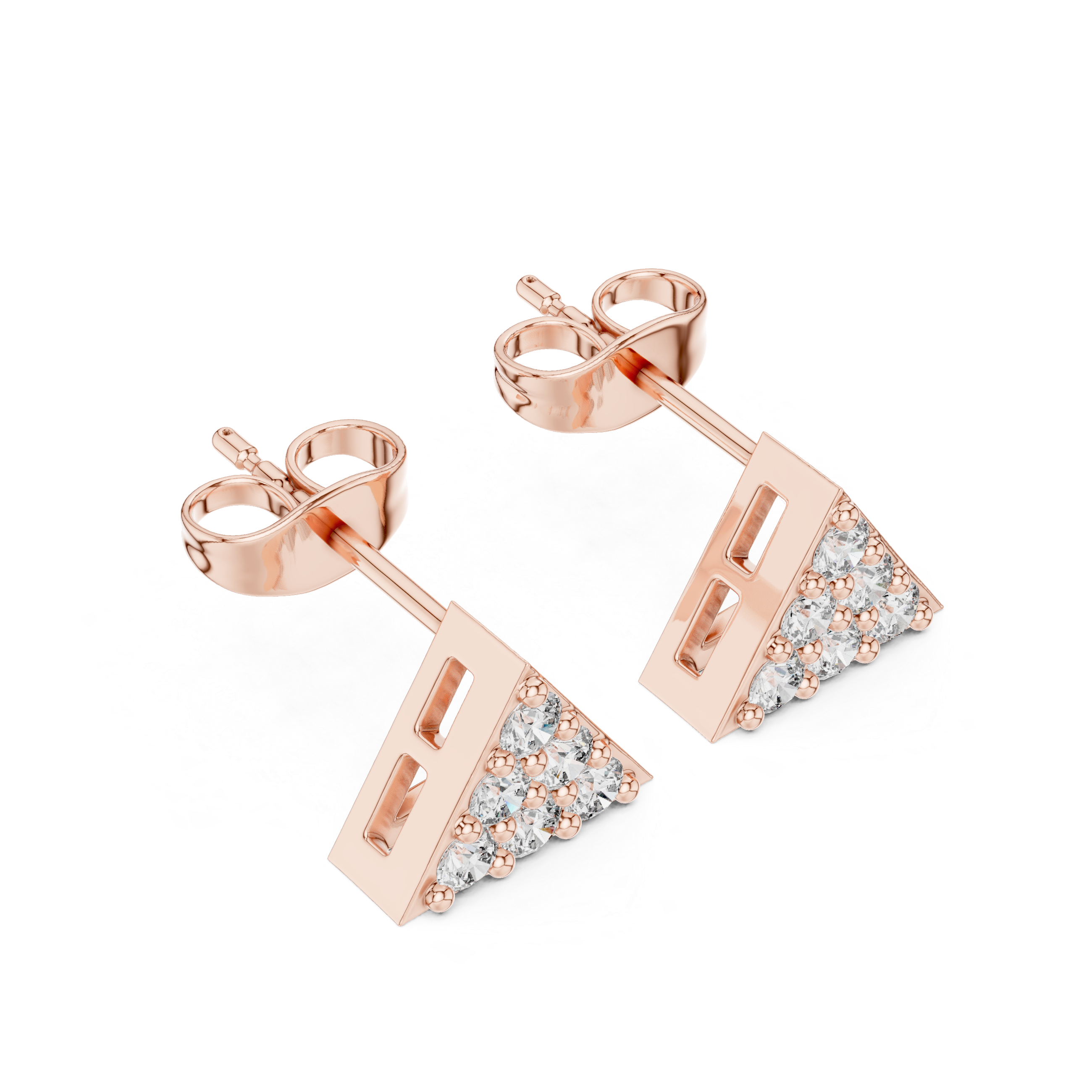 Luxury Triangle Diamond Stud Earrings
