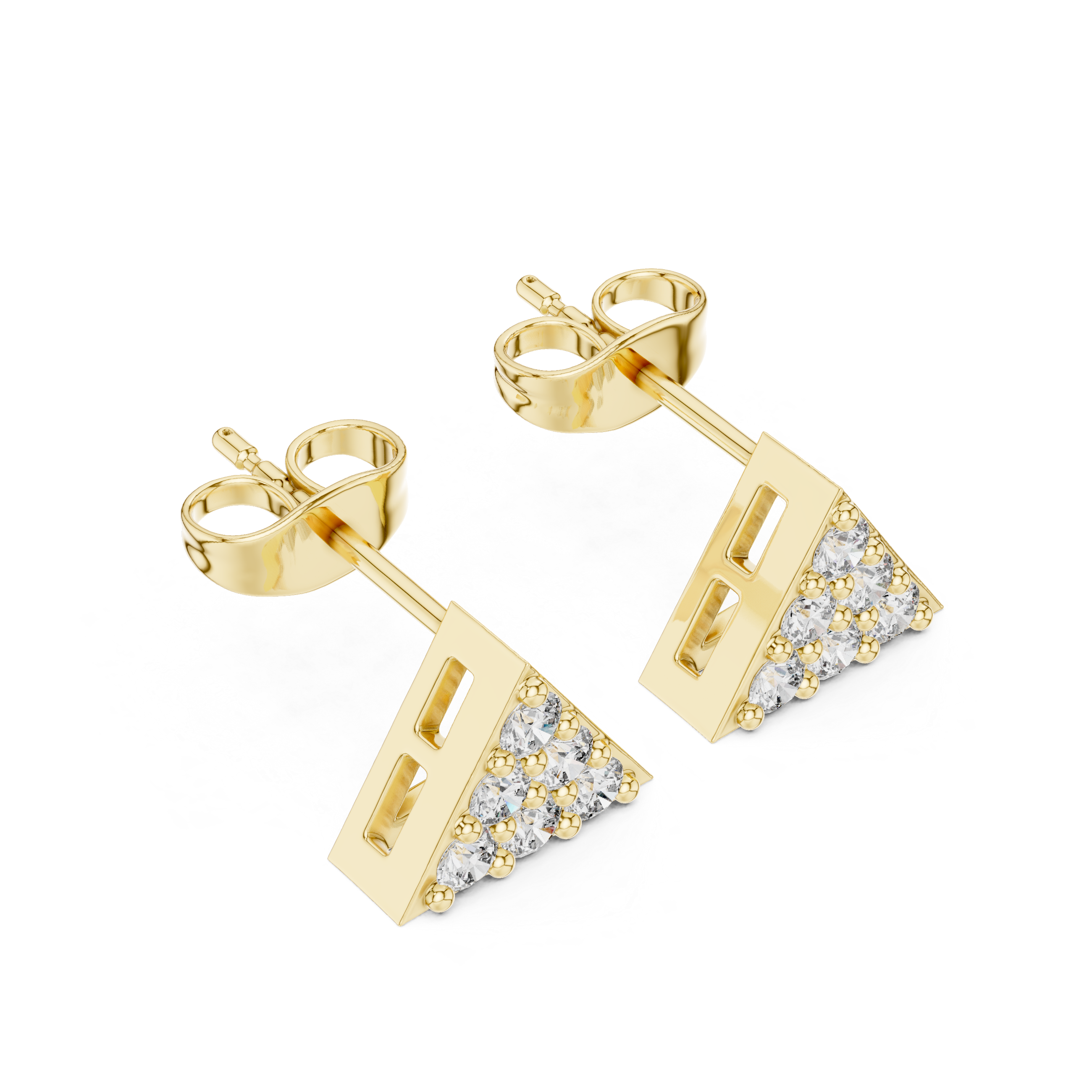 Luxury Triangle Diamond Stud Earrings
