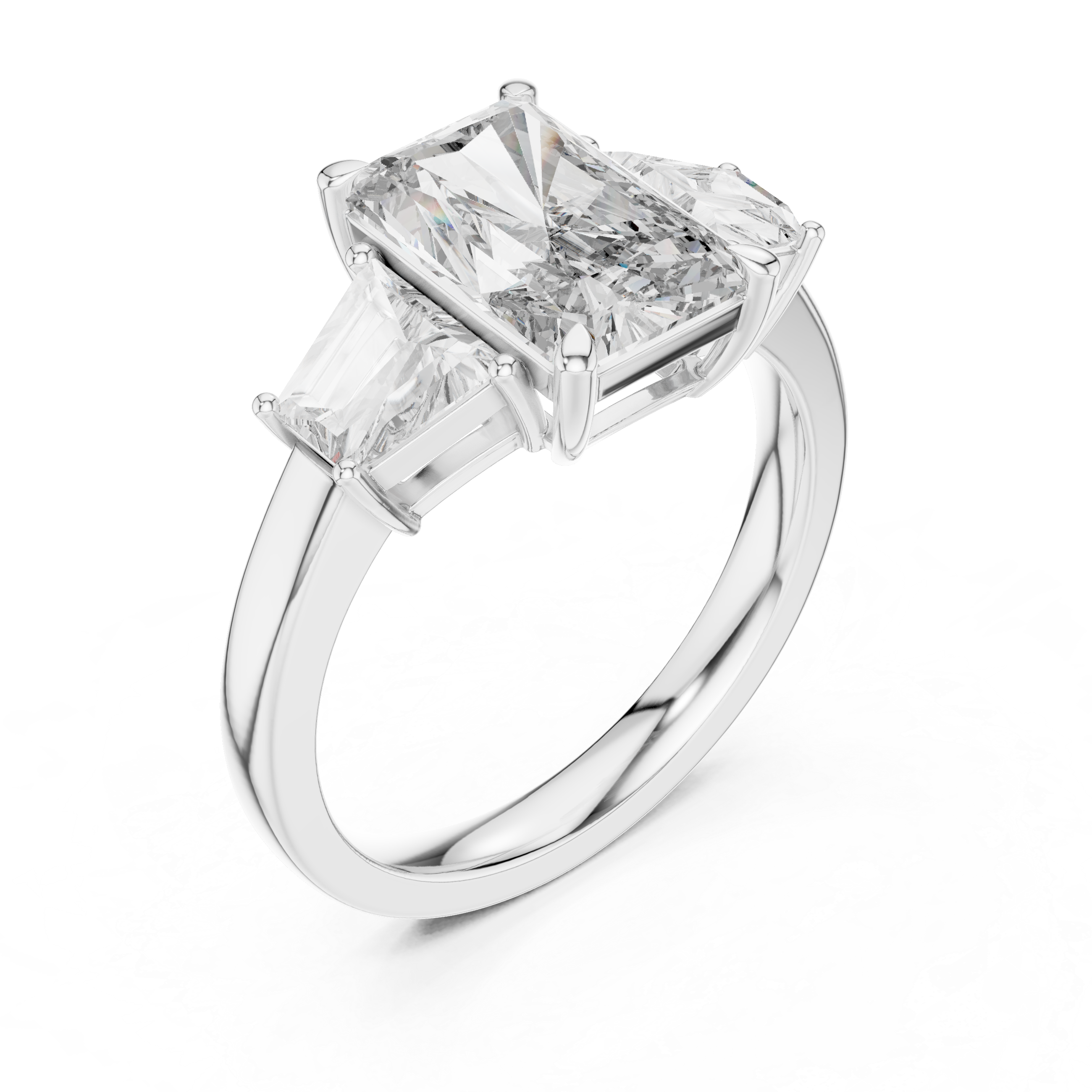 Radiant Three Stone Ring