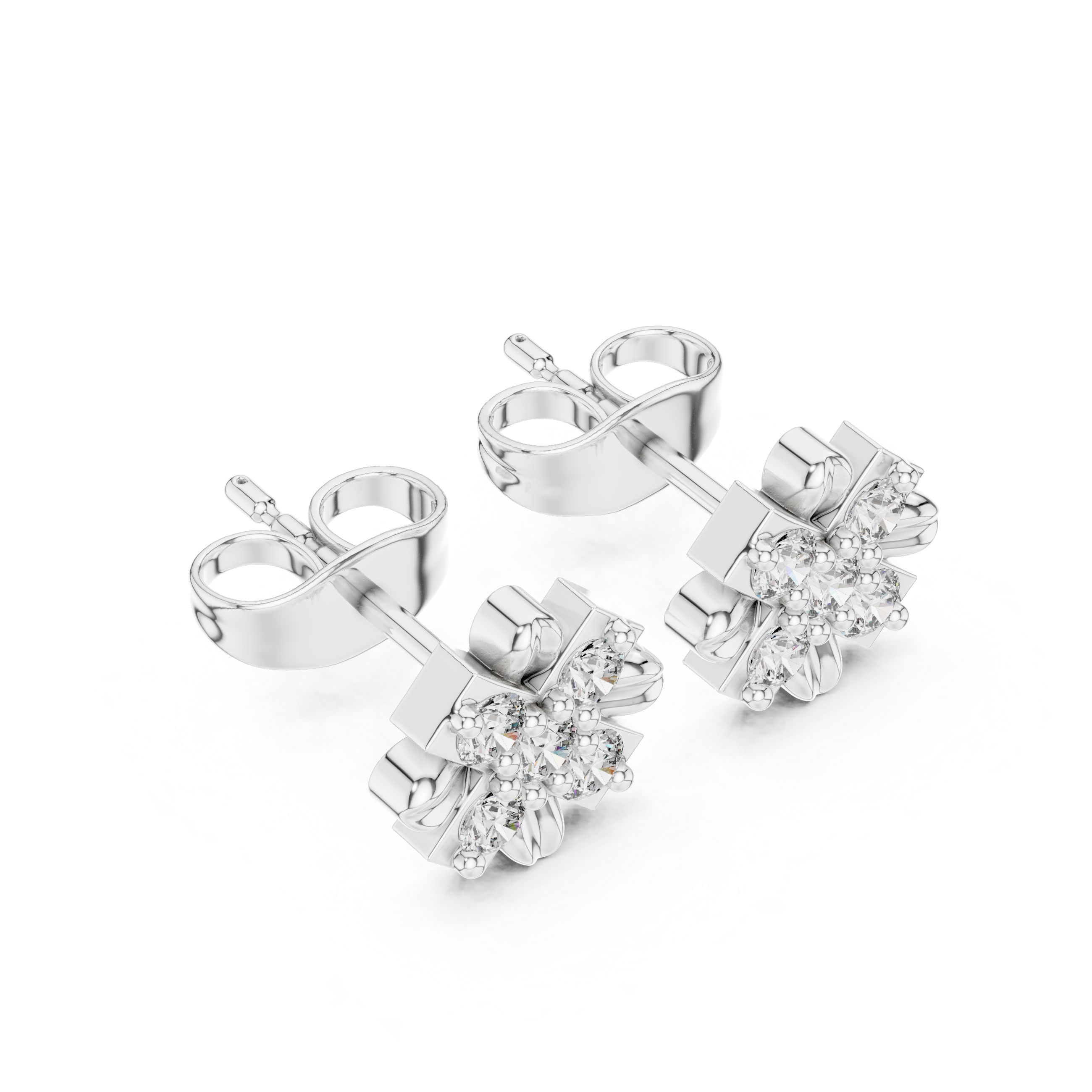 Luxury Floral Diamond Stud Earrings