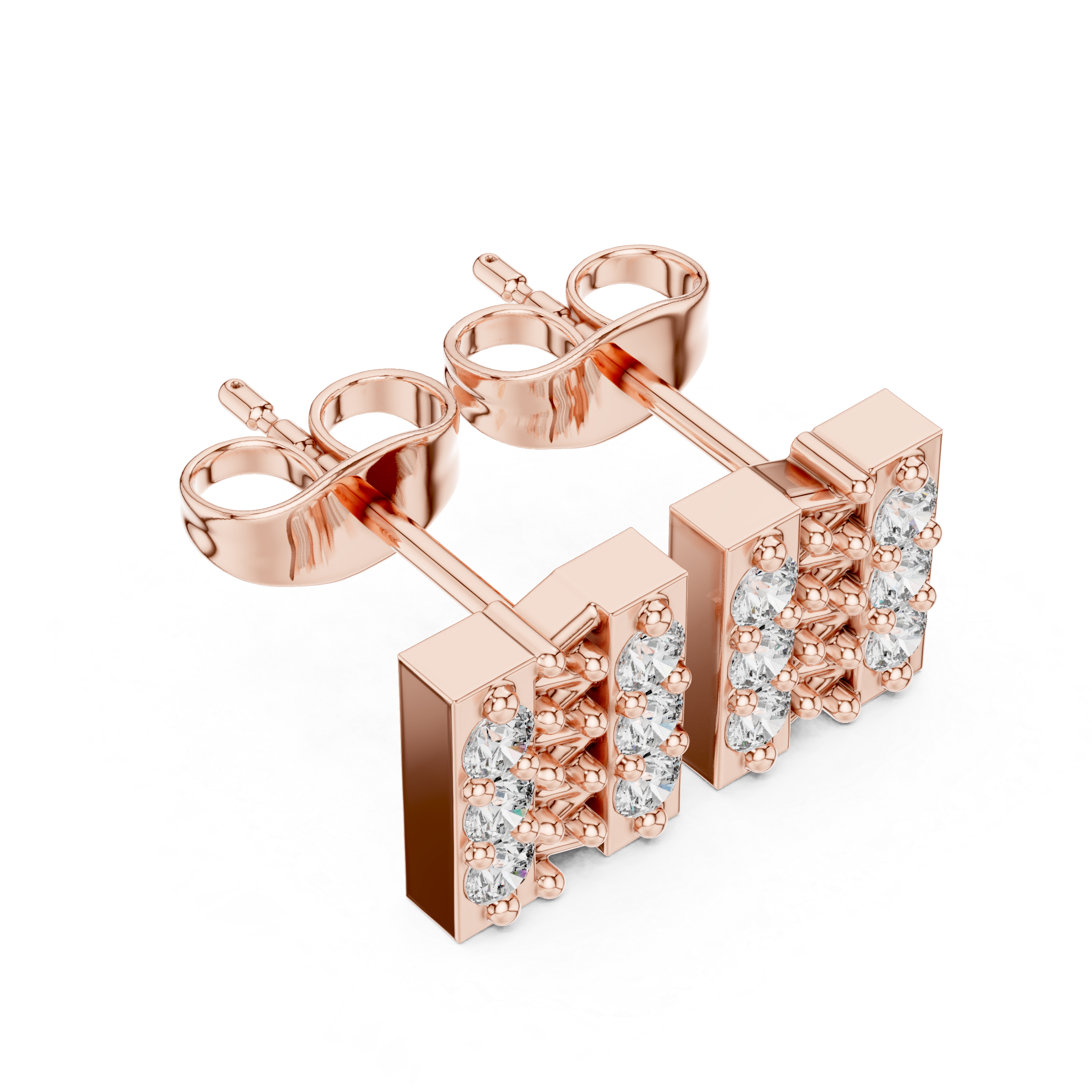 Luxury Diamond Bar Stud Earrings