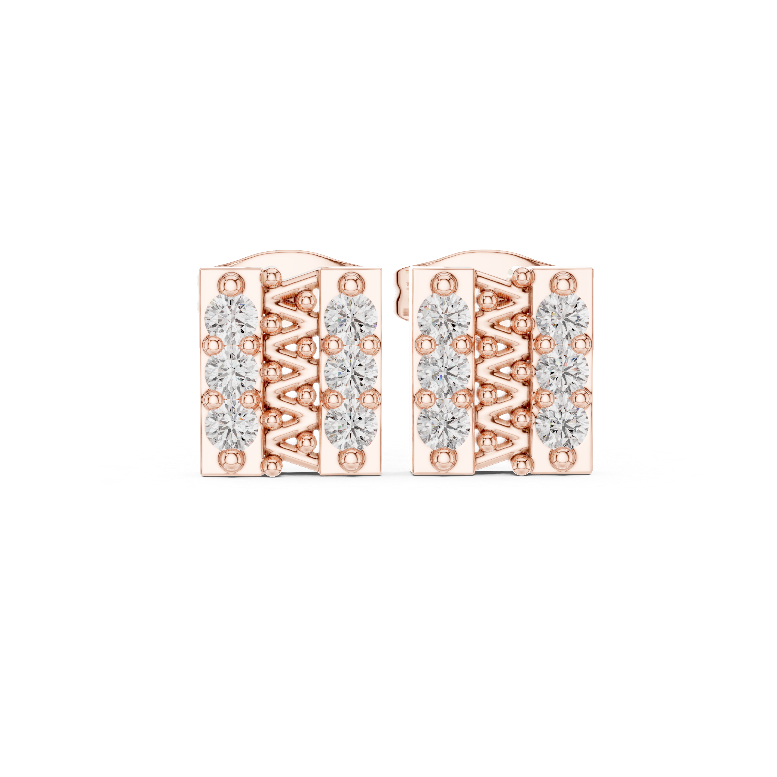 Luxury Diamond Bar Stud Earrings