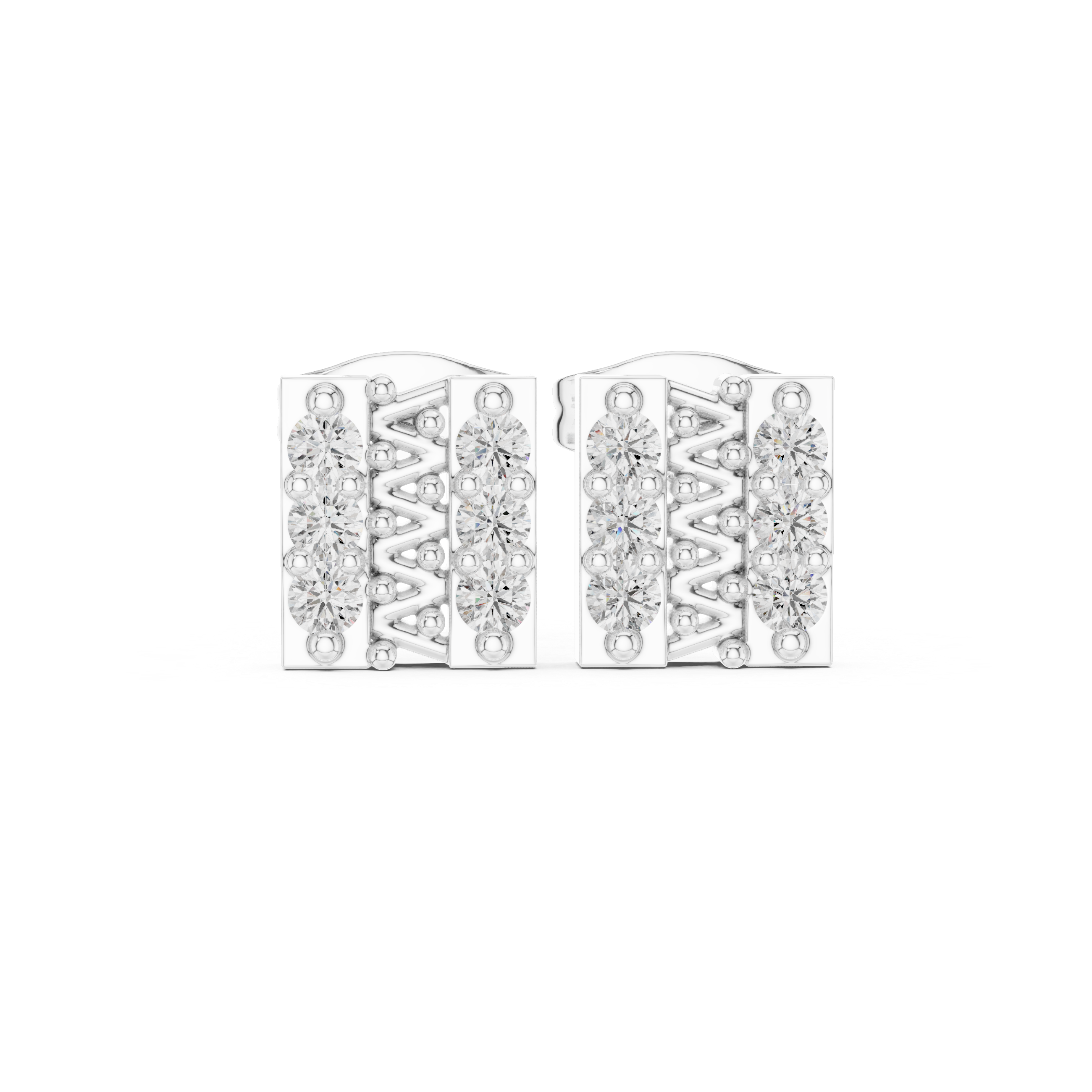 Luxury Diamond Bar Stud Earrings