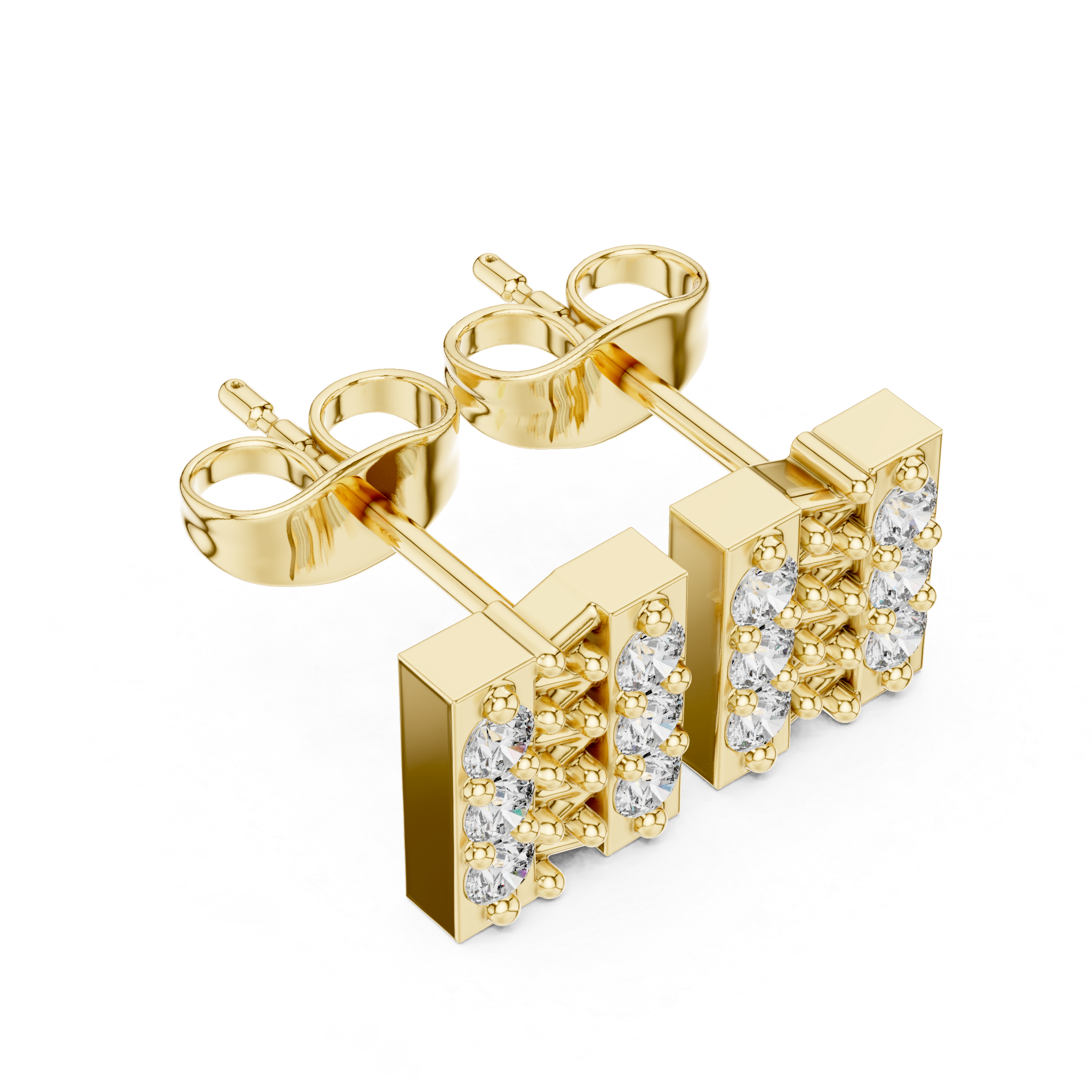 Luxury Diamond Bar Stud Earrings