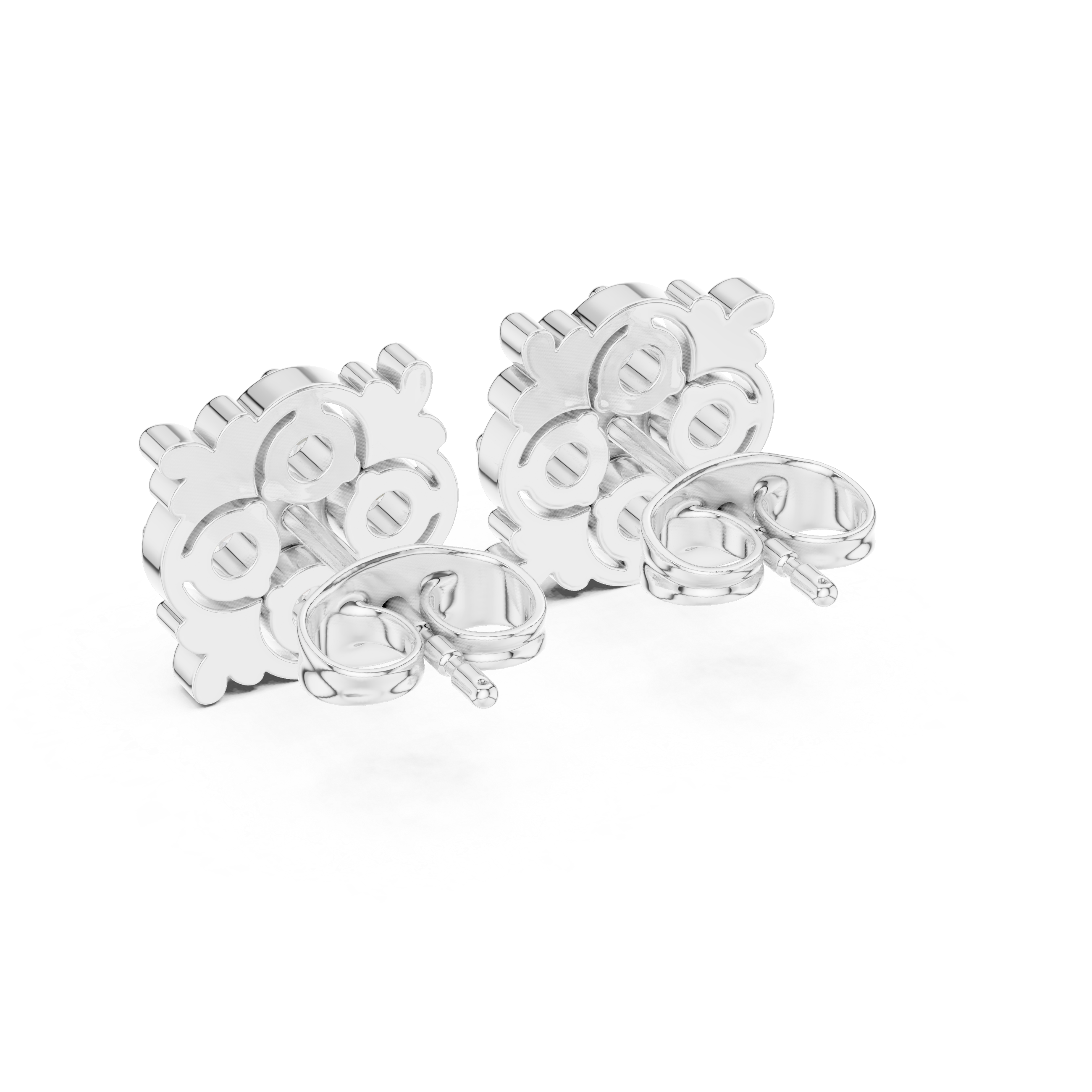 Luxury Floral Diamond Stud Earrings