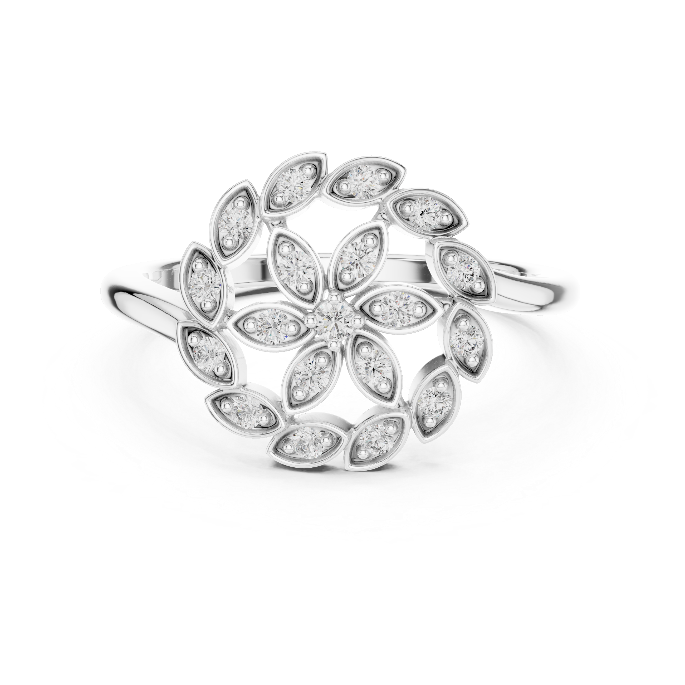 Floral Diamond Halo Ring