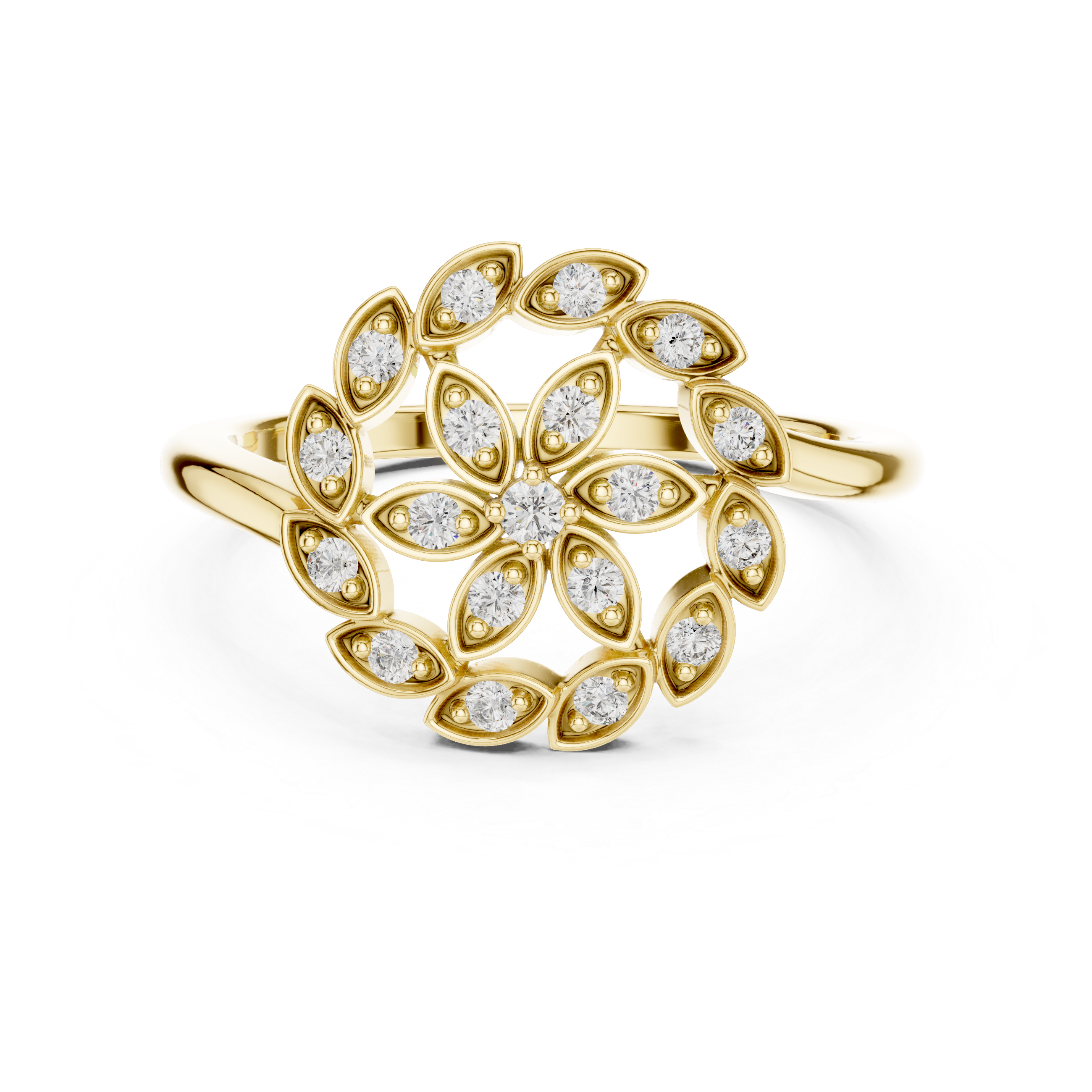 Floral Diamond Halo Ring