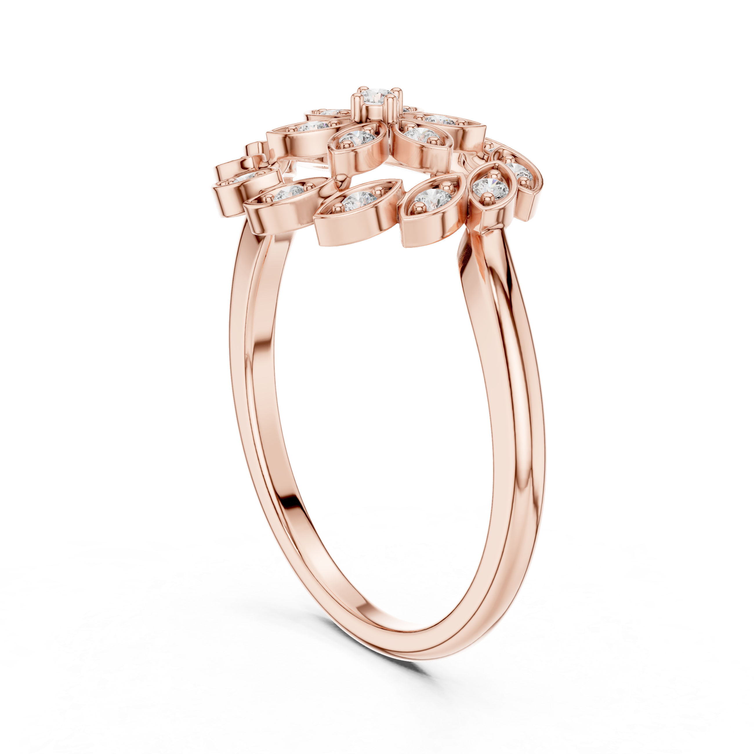 Floral Diamond Halo Ring