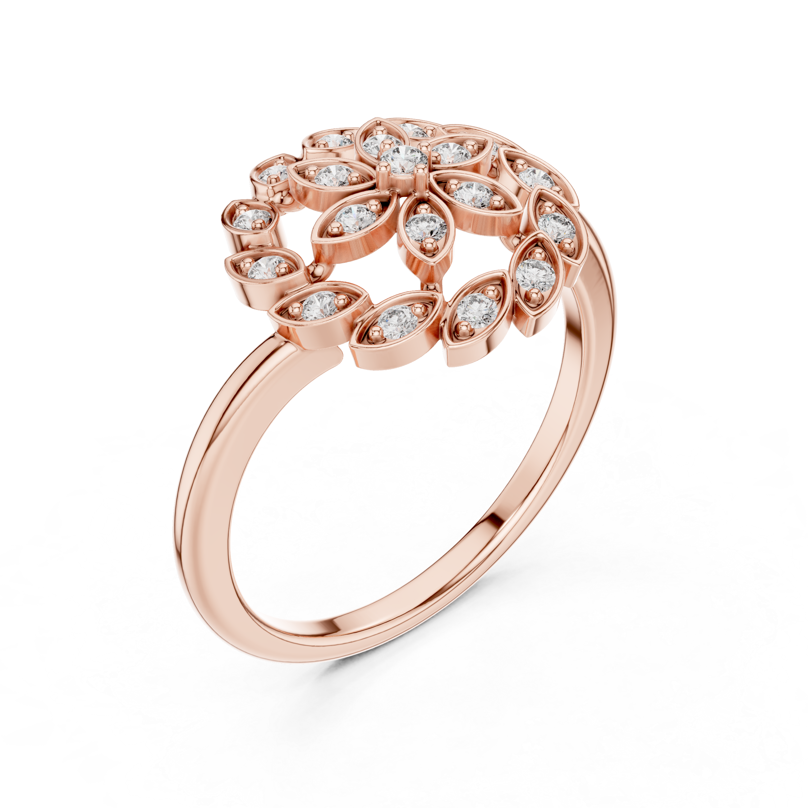 Floral Diamond Halo Ring