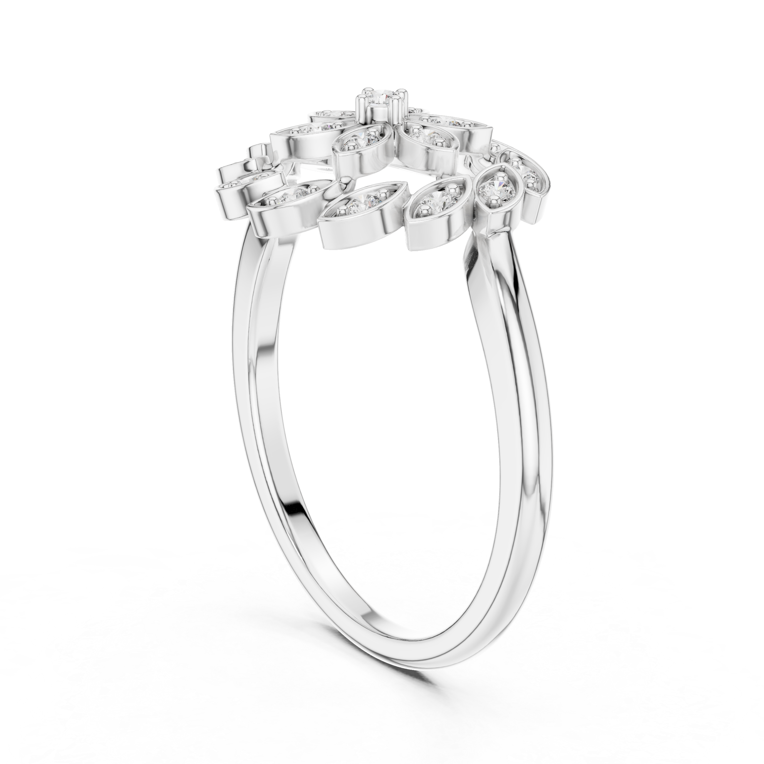 Floral Diamond Halo Ring