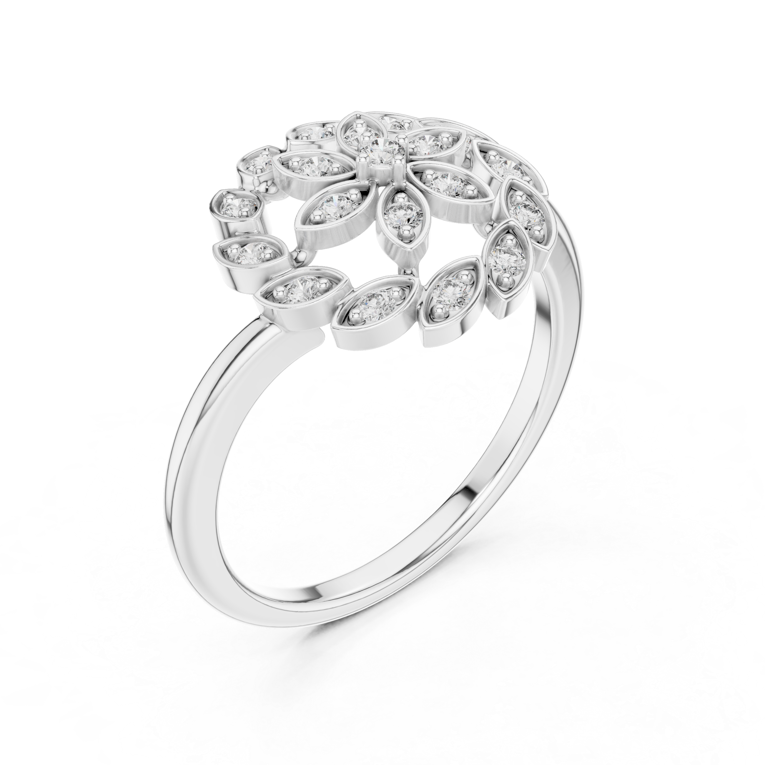 Floral Diamond Halo Ring