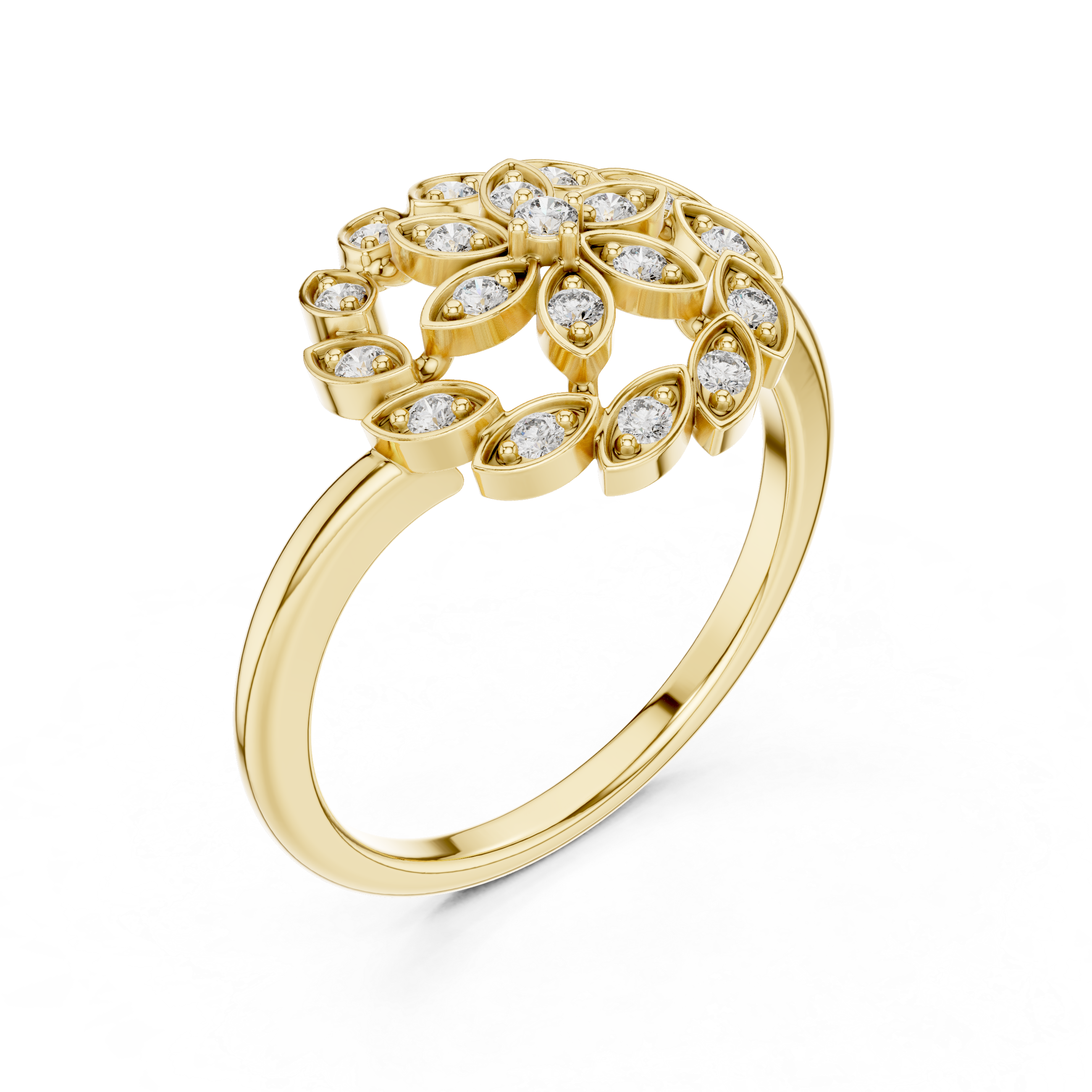 Floral Diamond Halo Ring