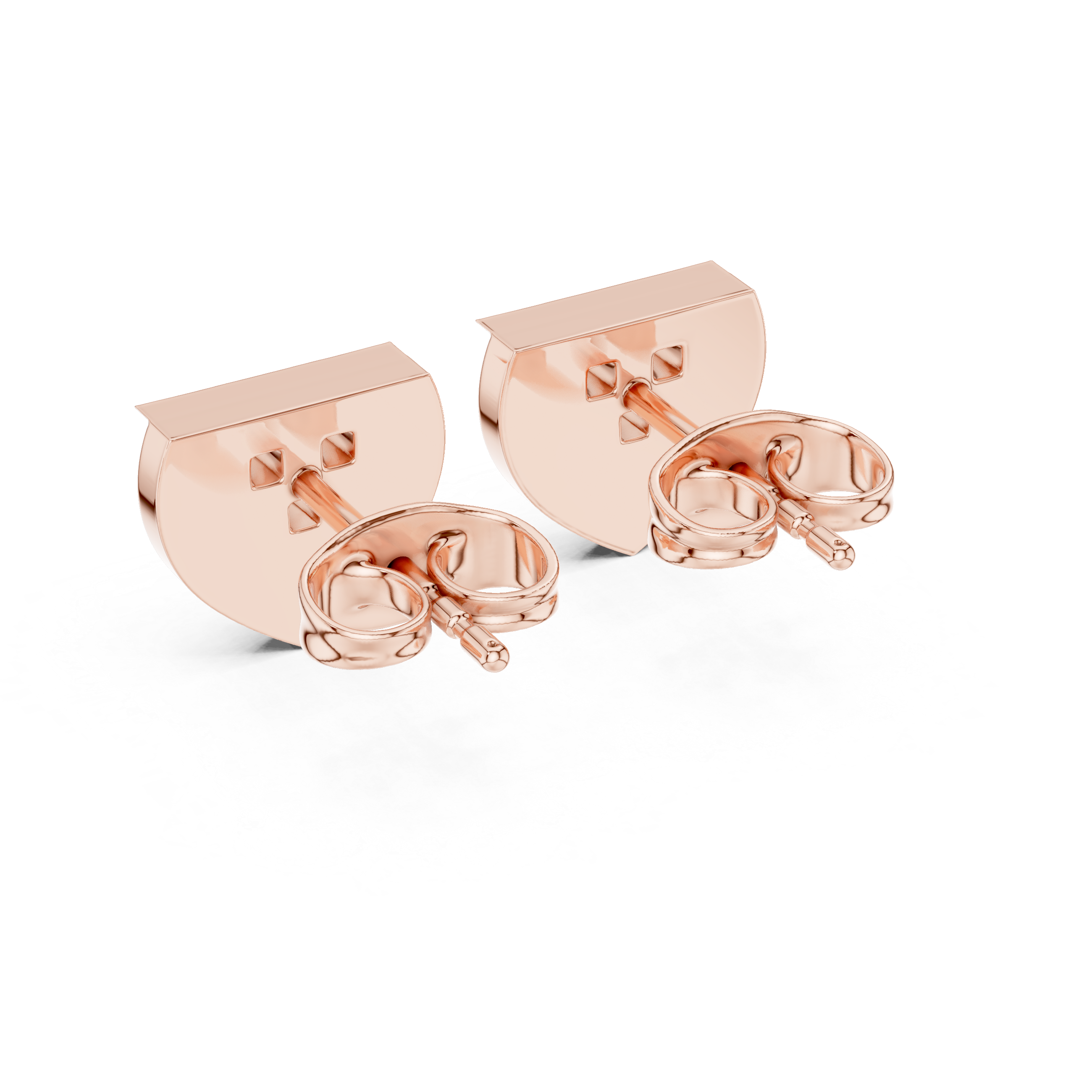 Diamond Shield Heart Stud Earrings