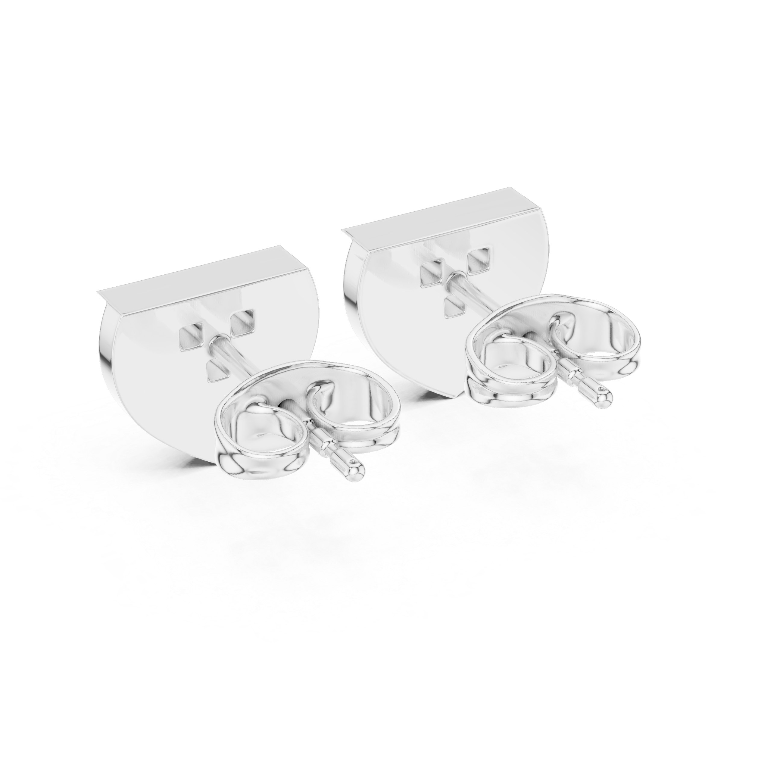 Diamond Shield Heart Stud Earrings