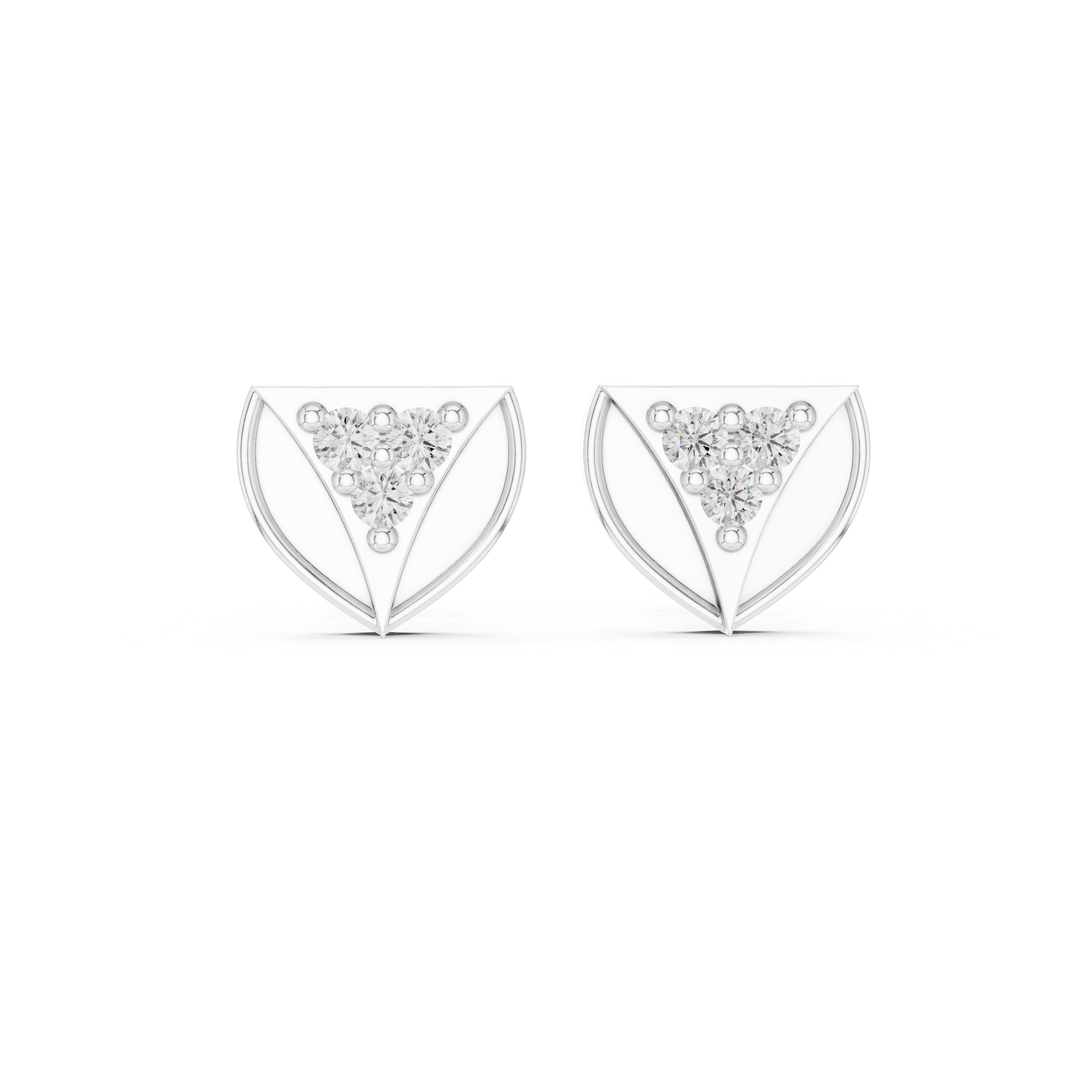 Diamond Shield Heart Stud Earrings