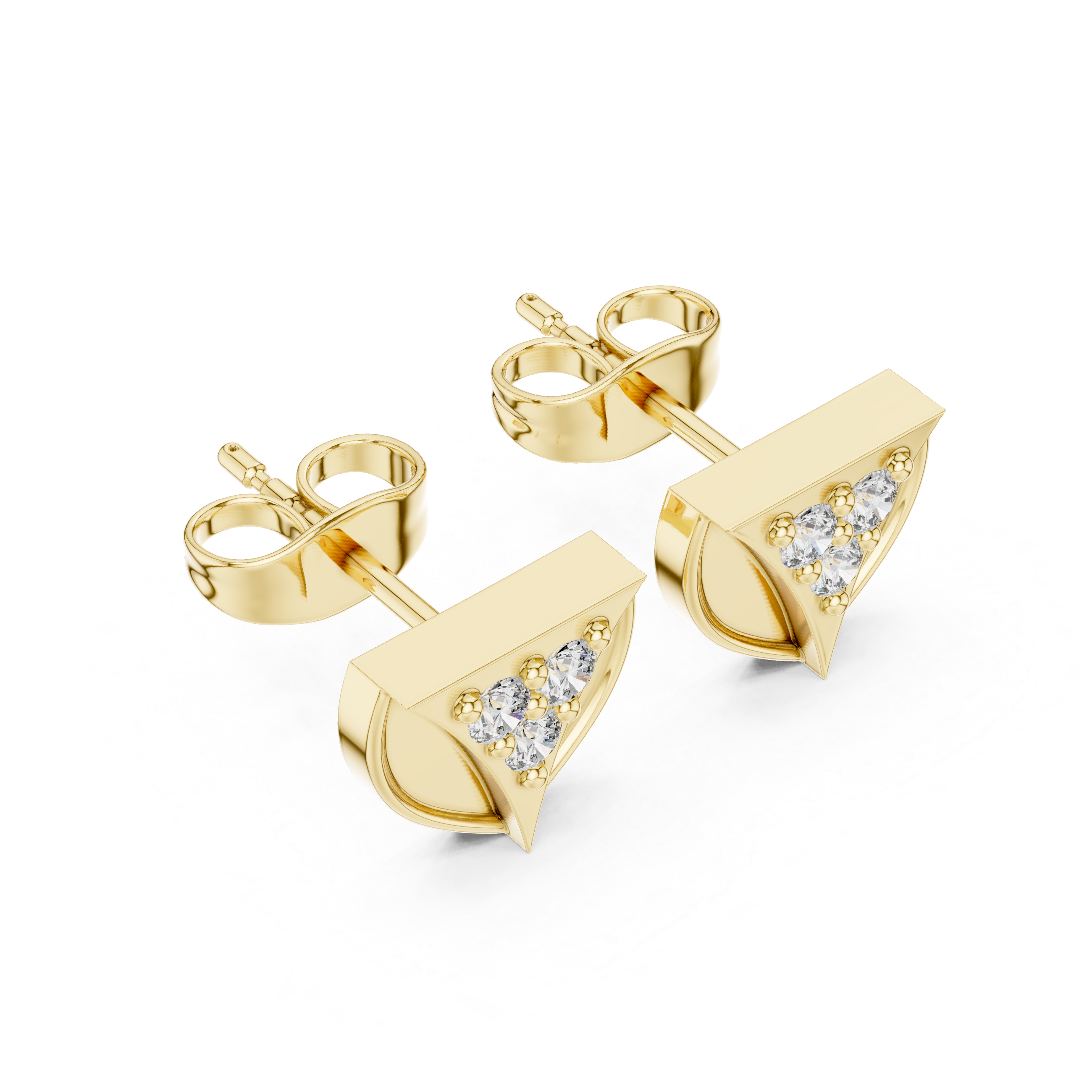 Diamond Shield Heart Stud Earrings