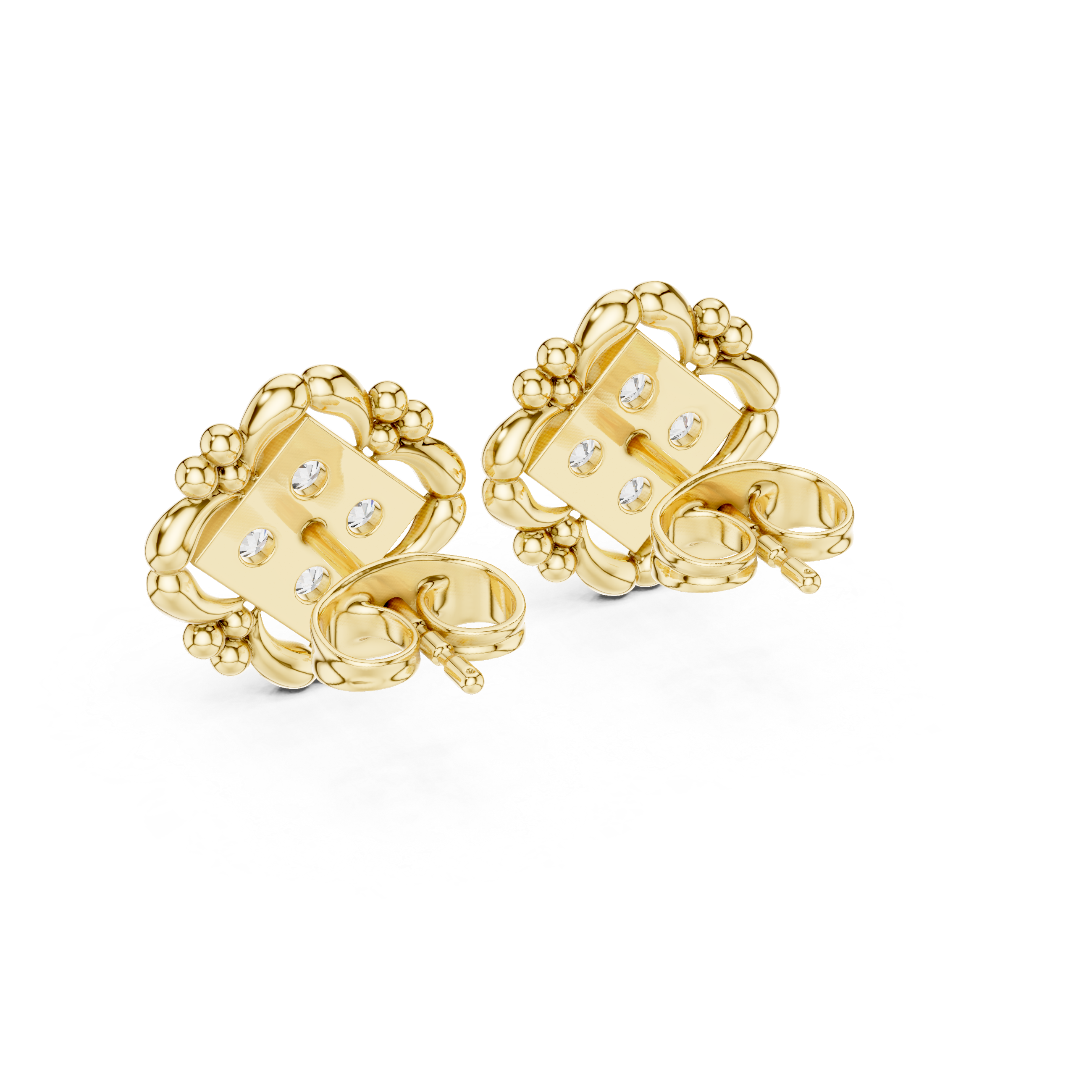 Diamond Vintage Frame Stud Earrings