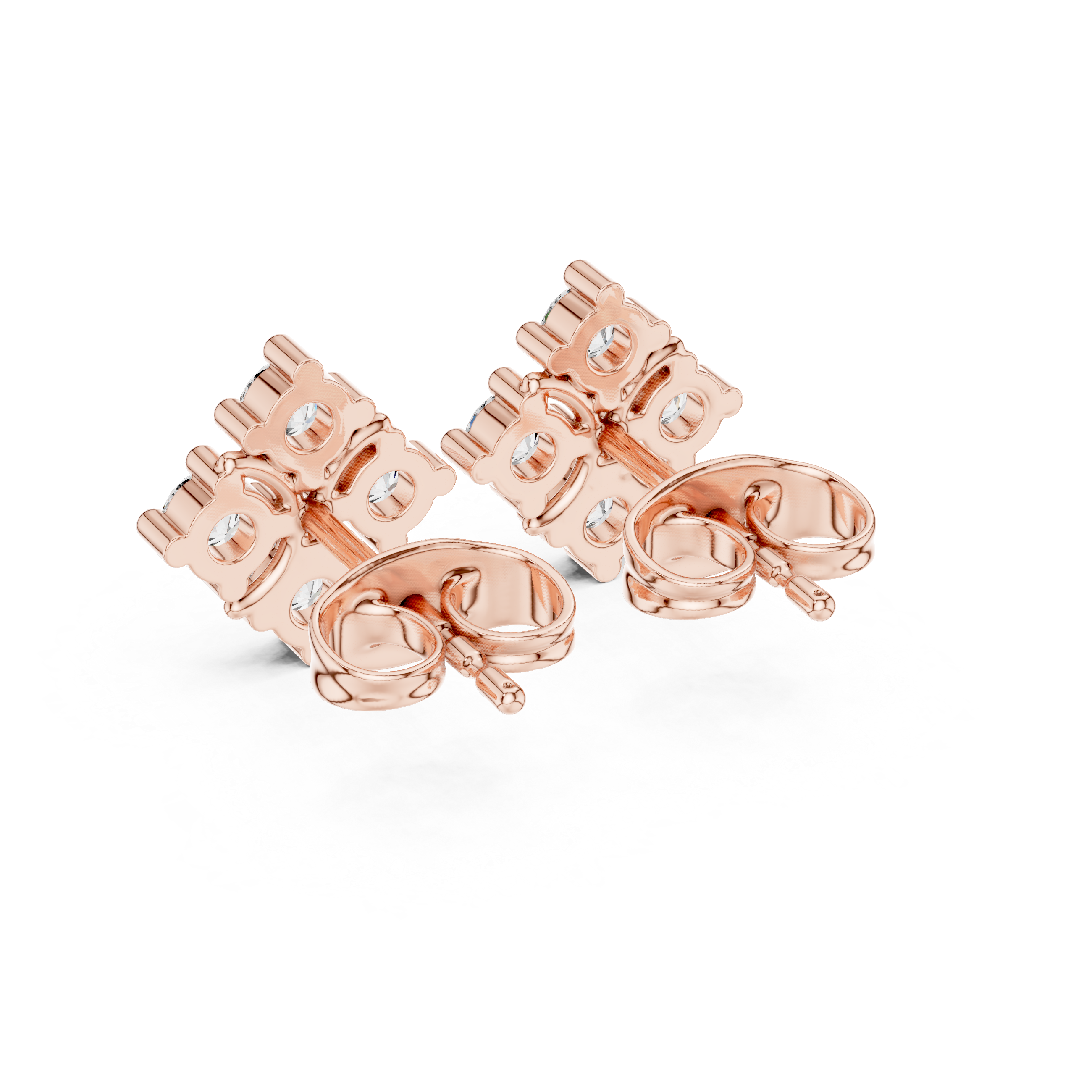 Diamond Floral Cluster Stud Earrings