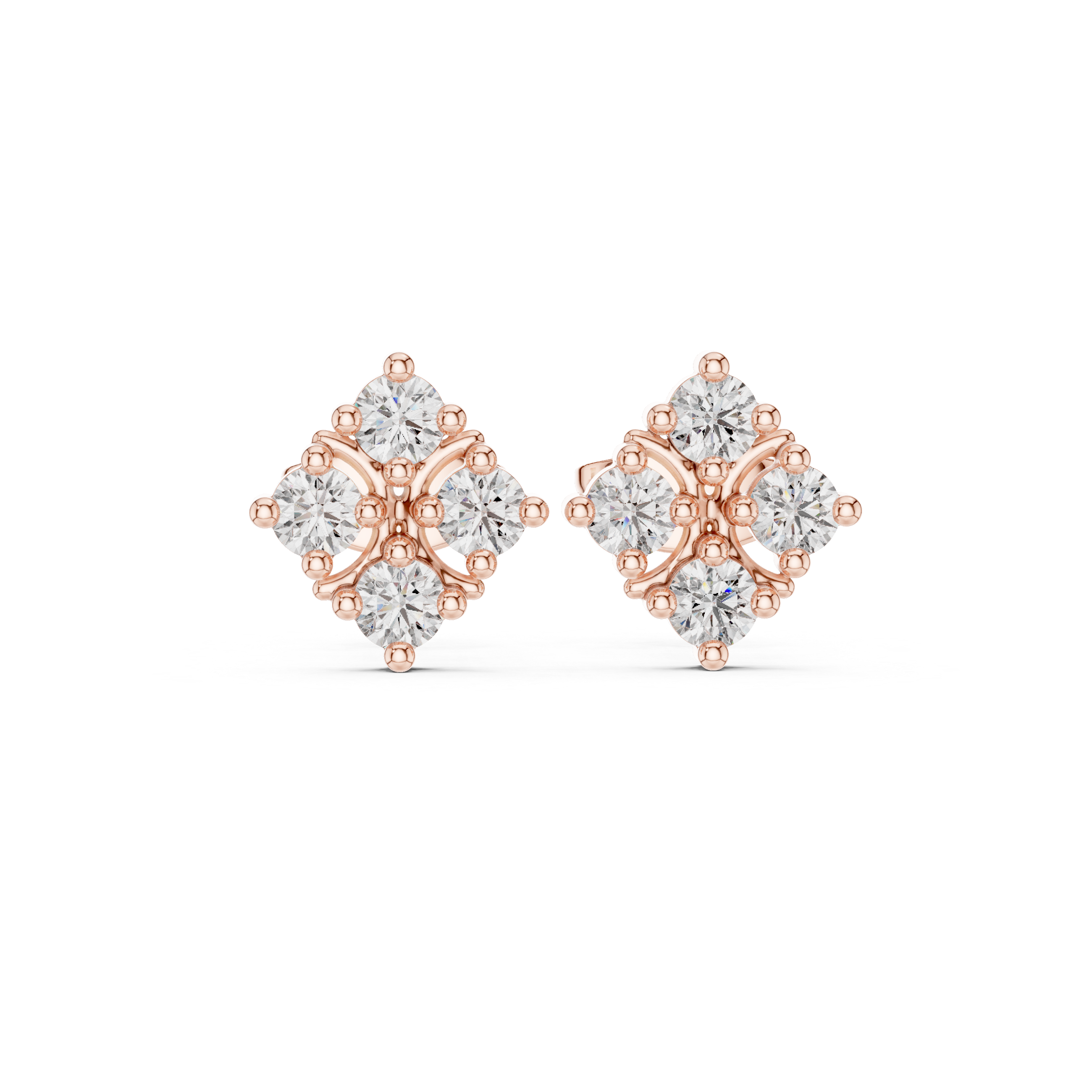 Diamond Floral Cluster Stud Earrings