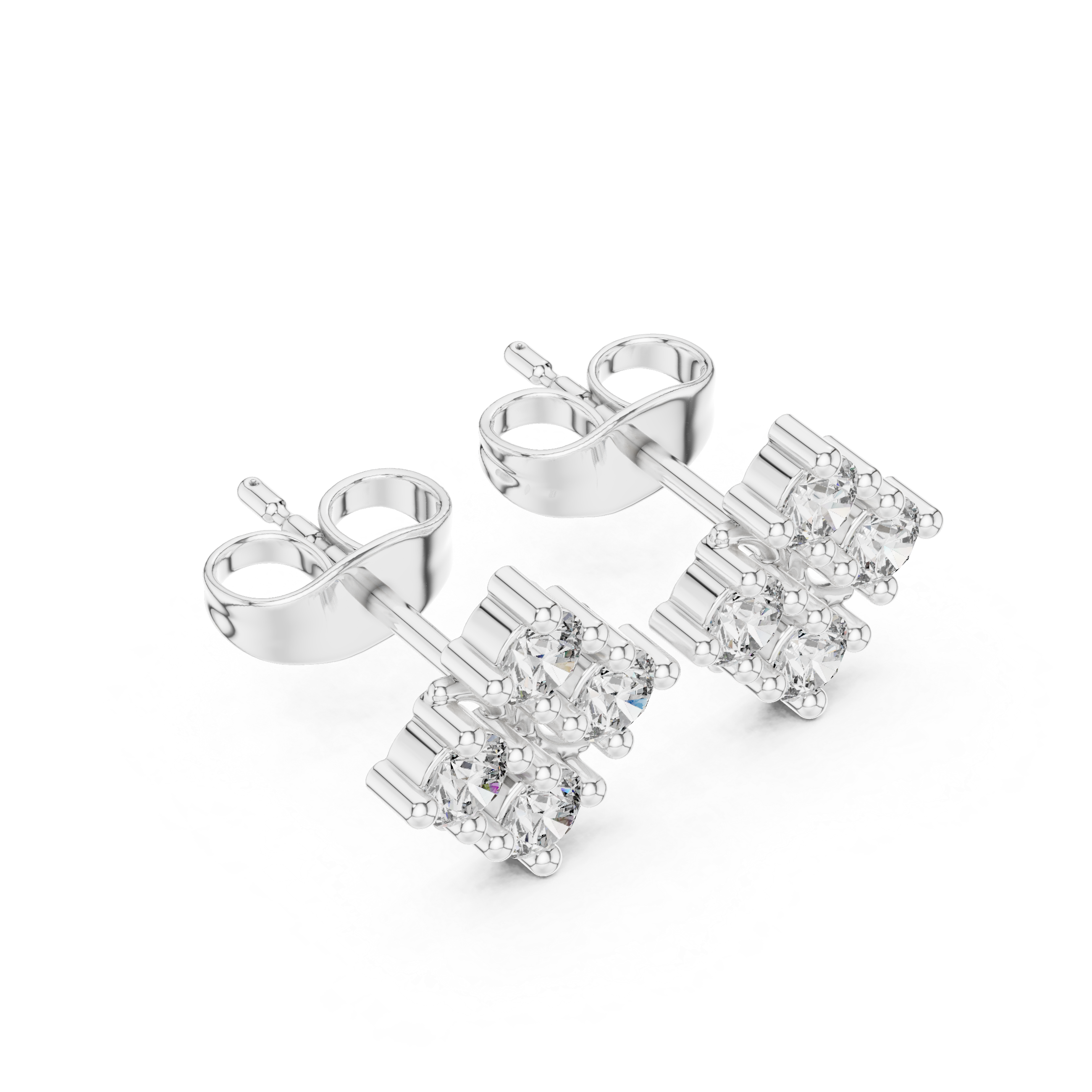 Diamond Floral Cluster Stud Earrings