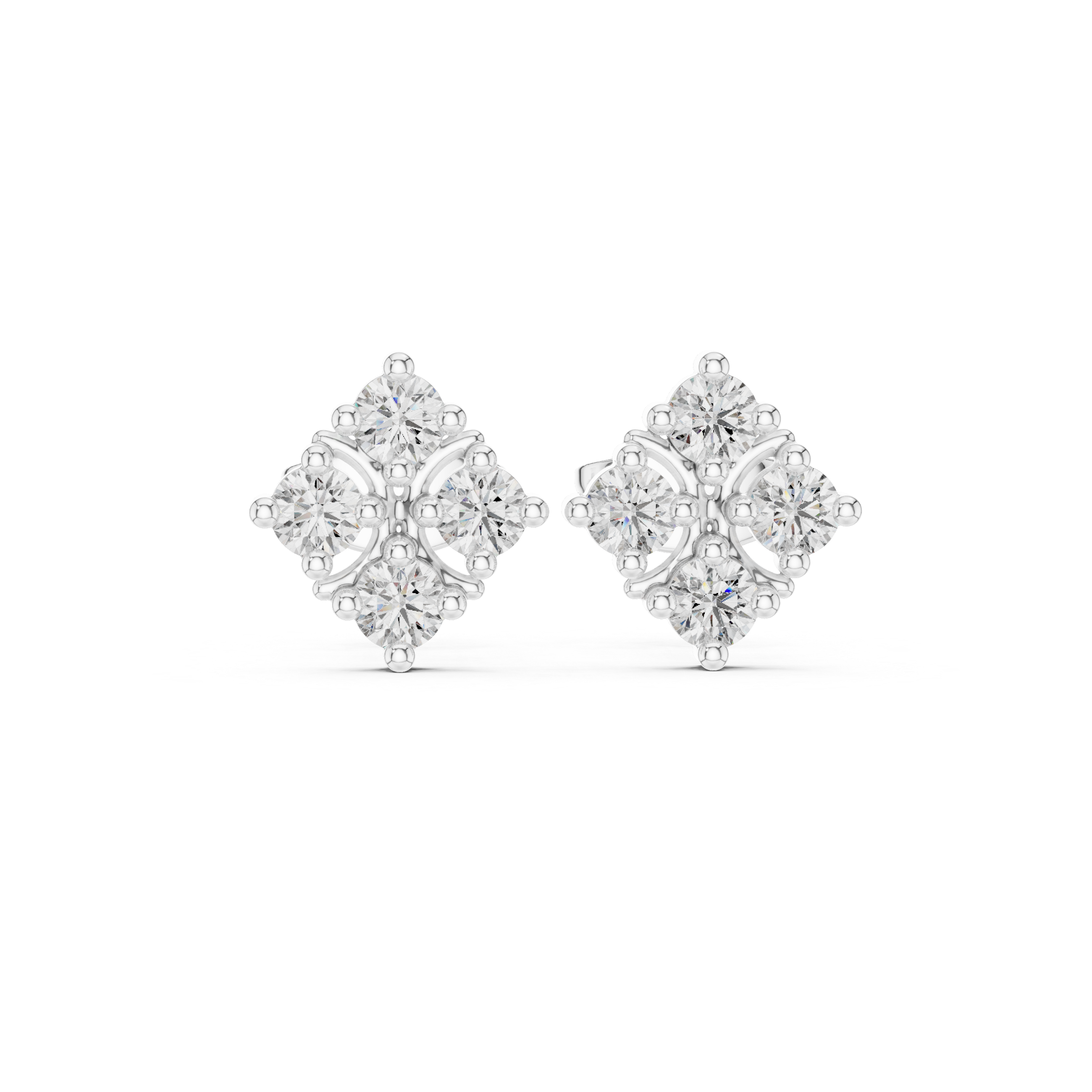 Diamond Floral Cluster Stud Earrings