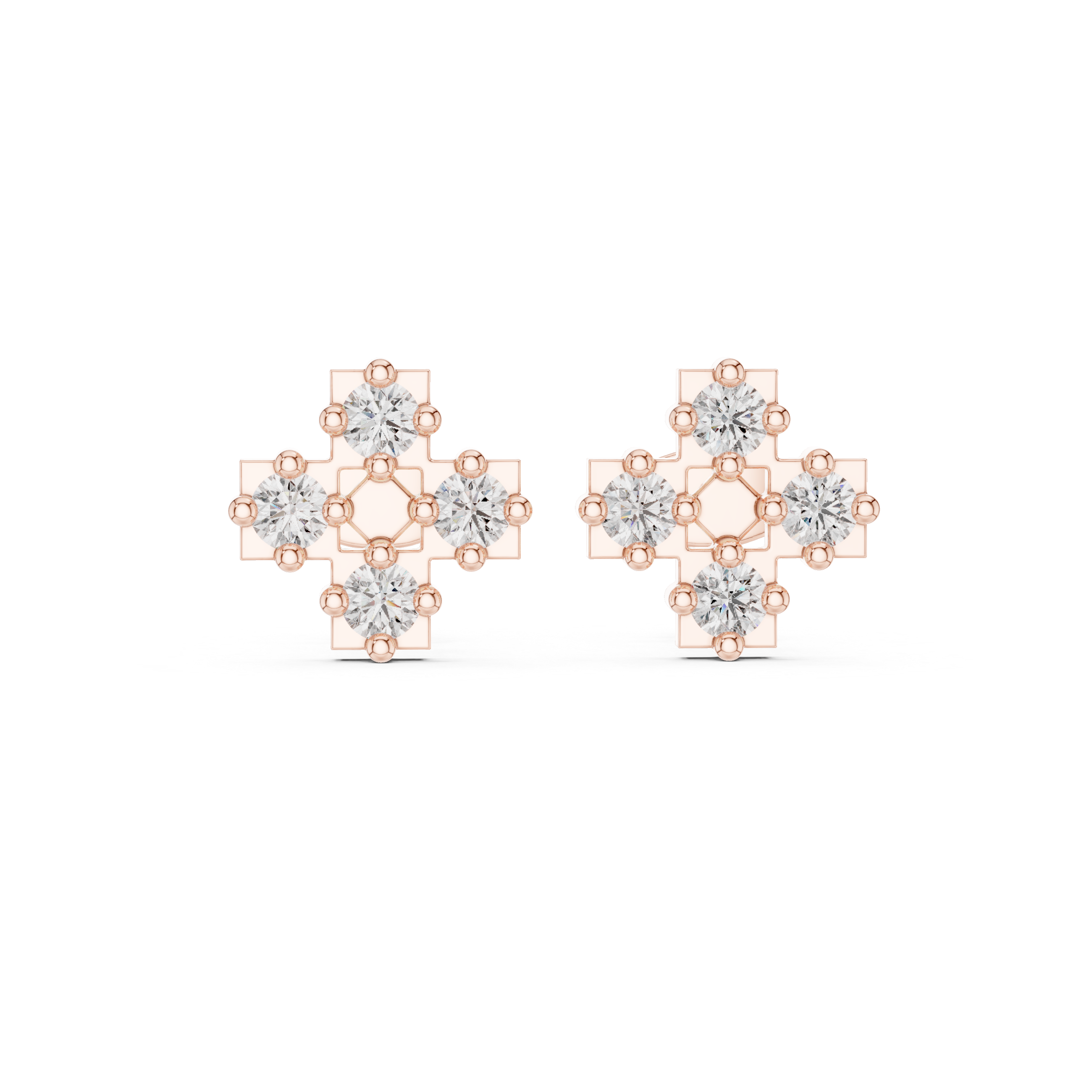 Diamond Cross Cluster Stud Earrings