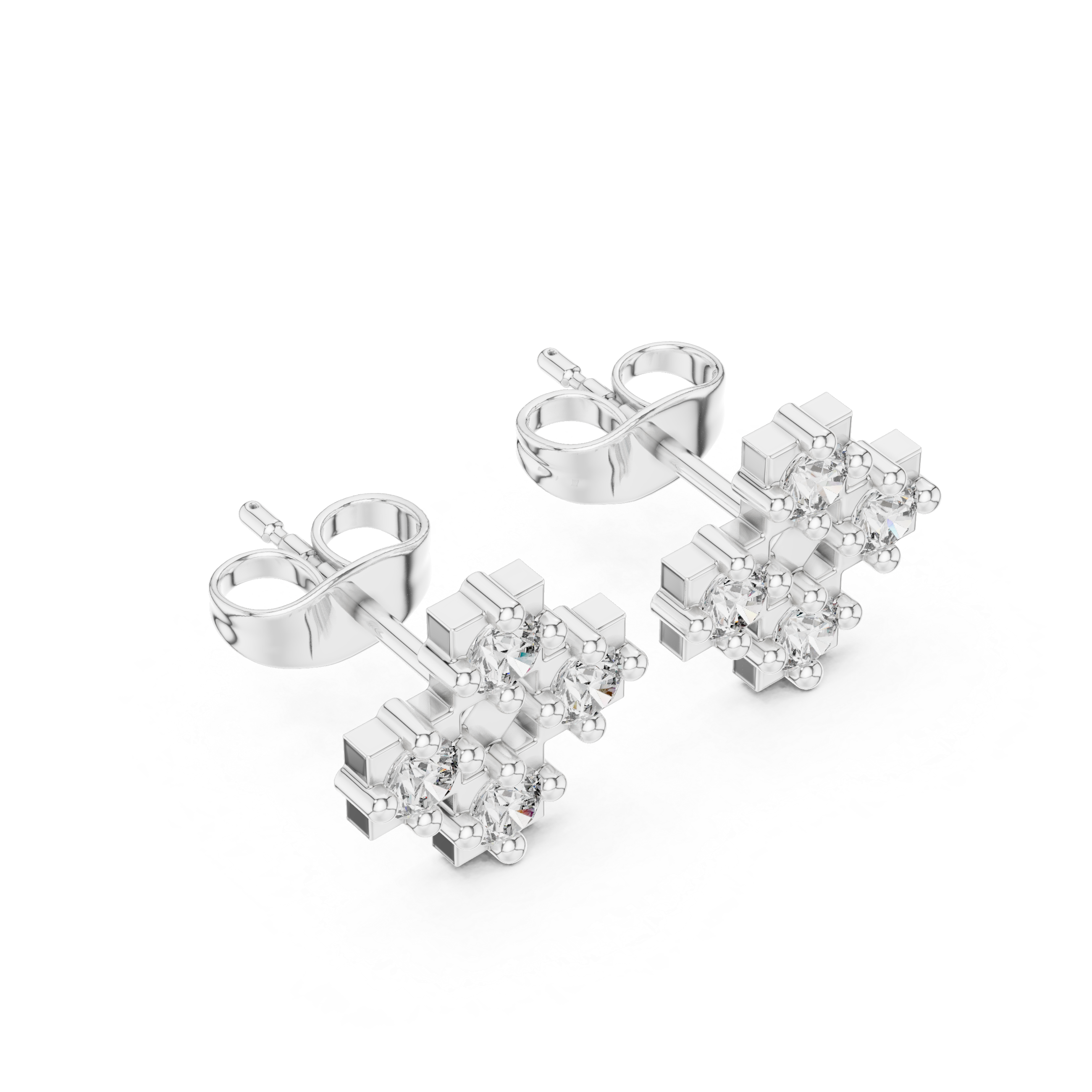 Diamond Cross Cluster Stud Earrings