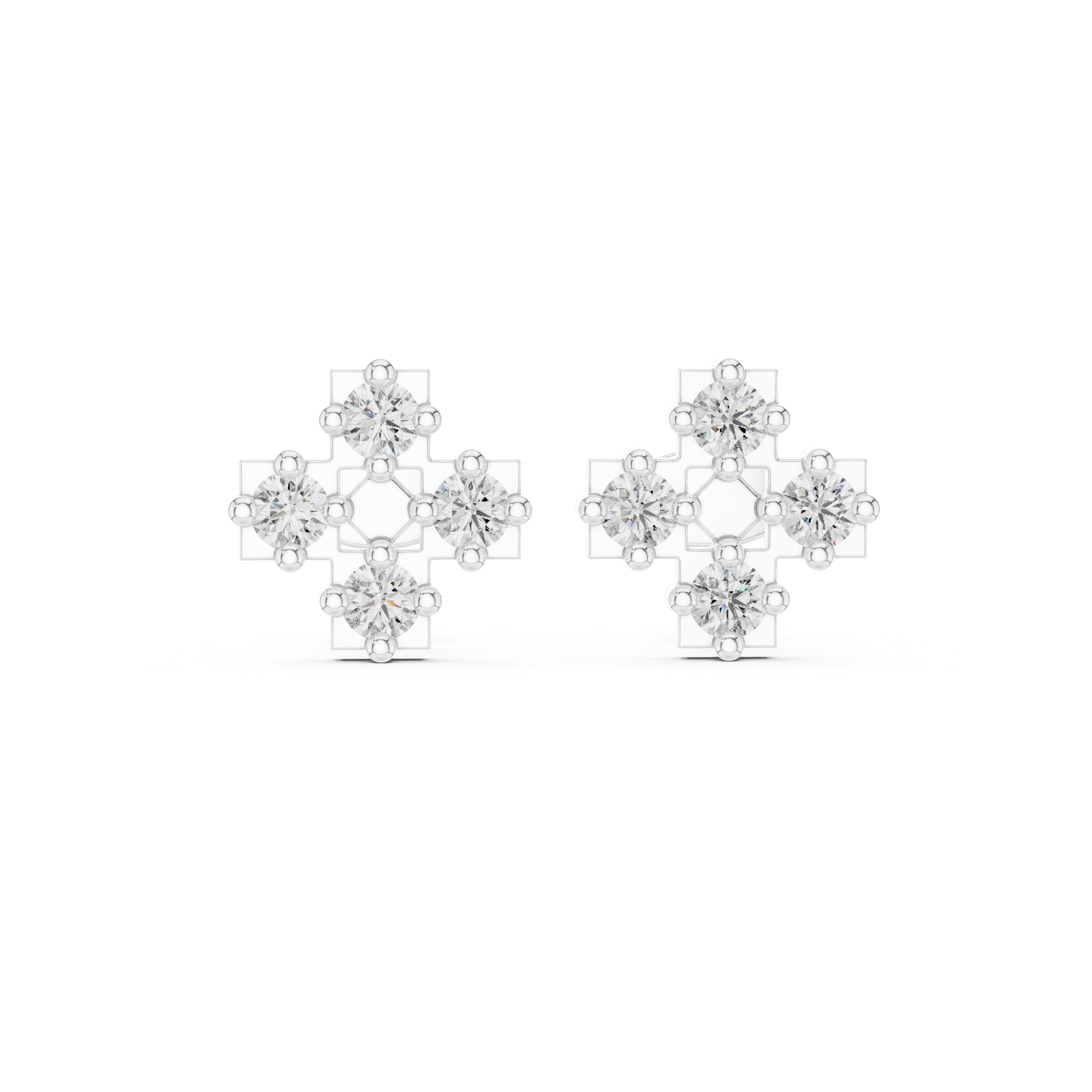 Diamond Cross Cluster Stud Earrings