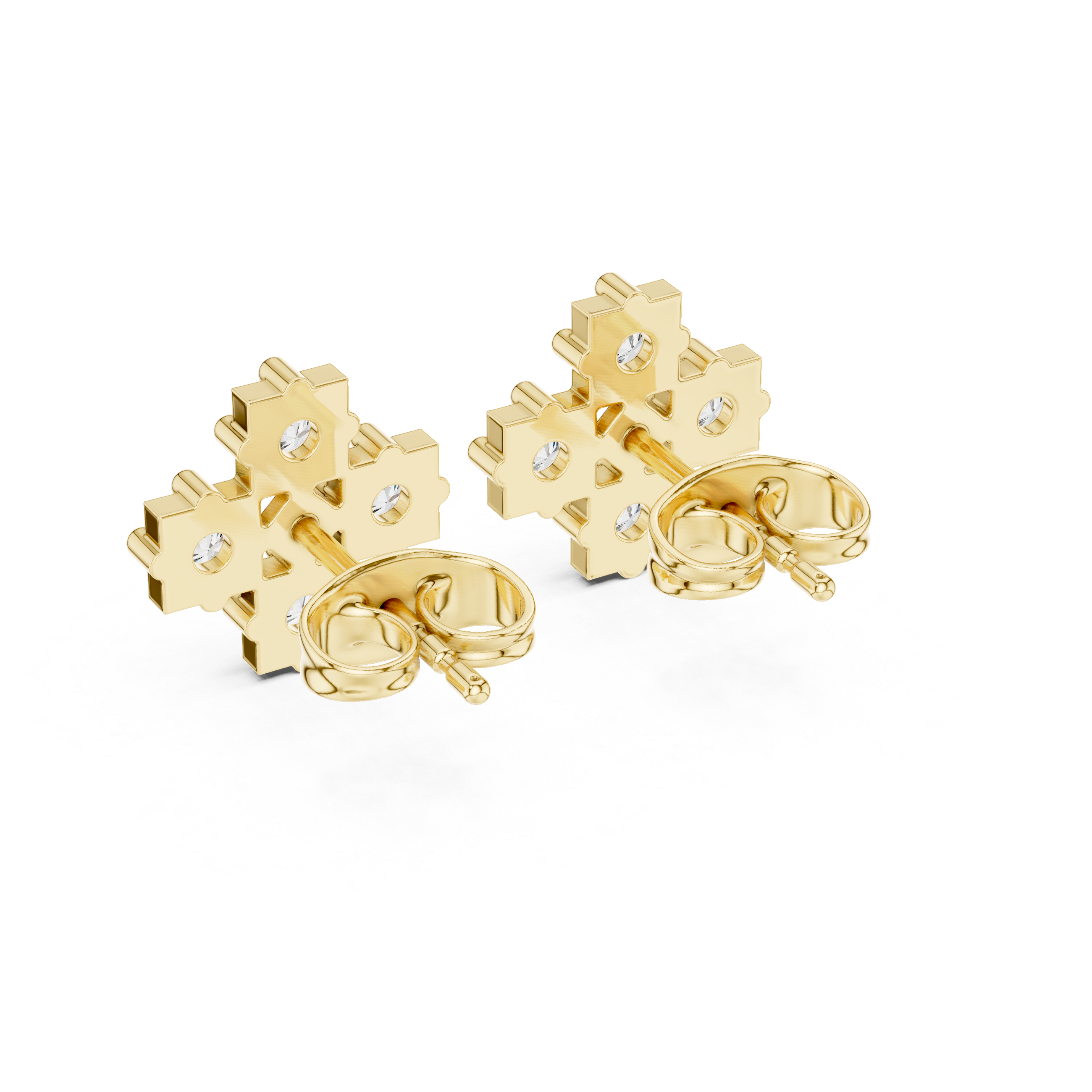 Diamond Cross Cluster Stud Earrings