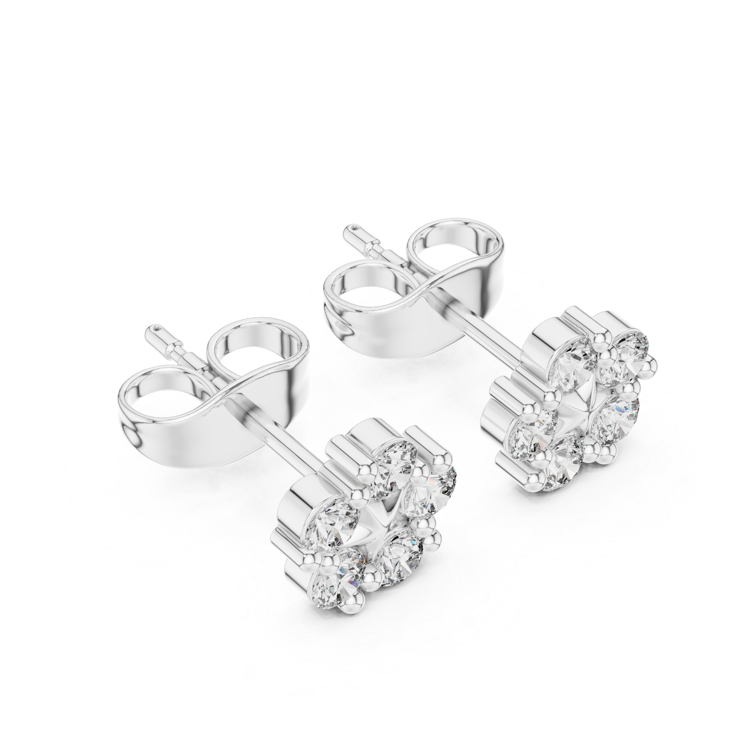 Floral Cluster Diamond Stud Earrings