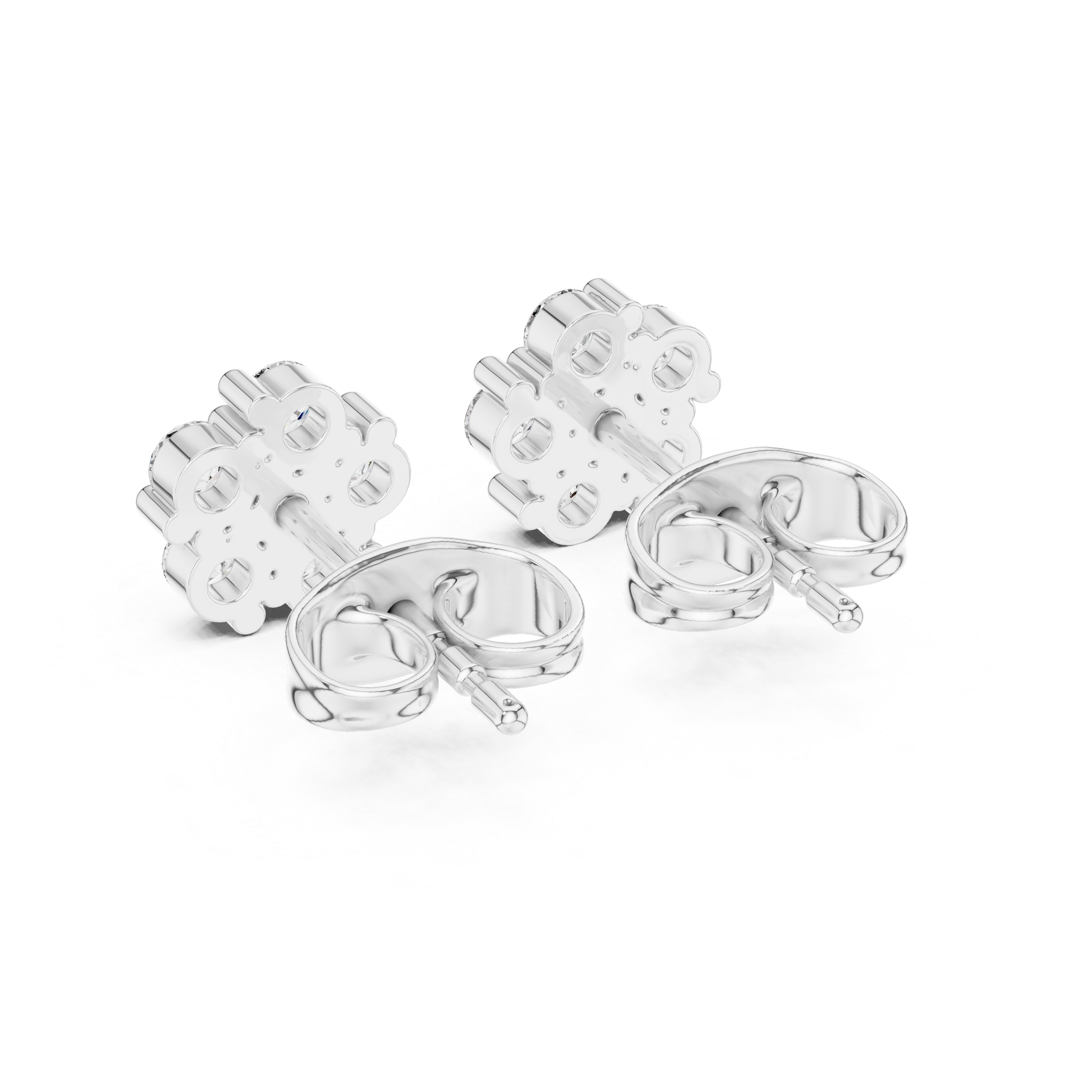 Floral Cluster Diamond Stud Earrings