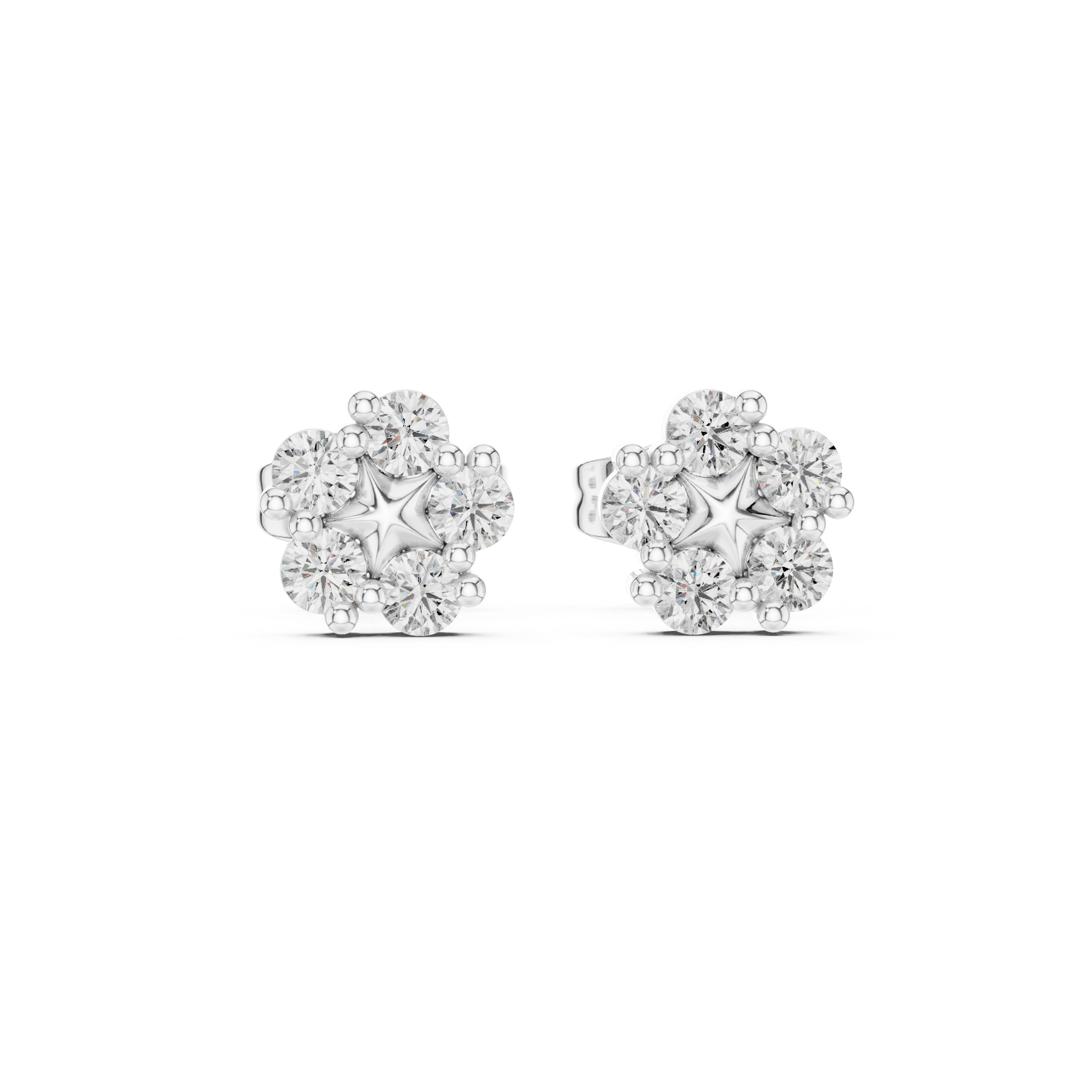 Floral Cluster Diamond Stud Earrings