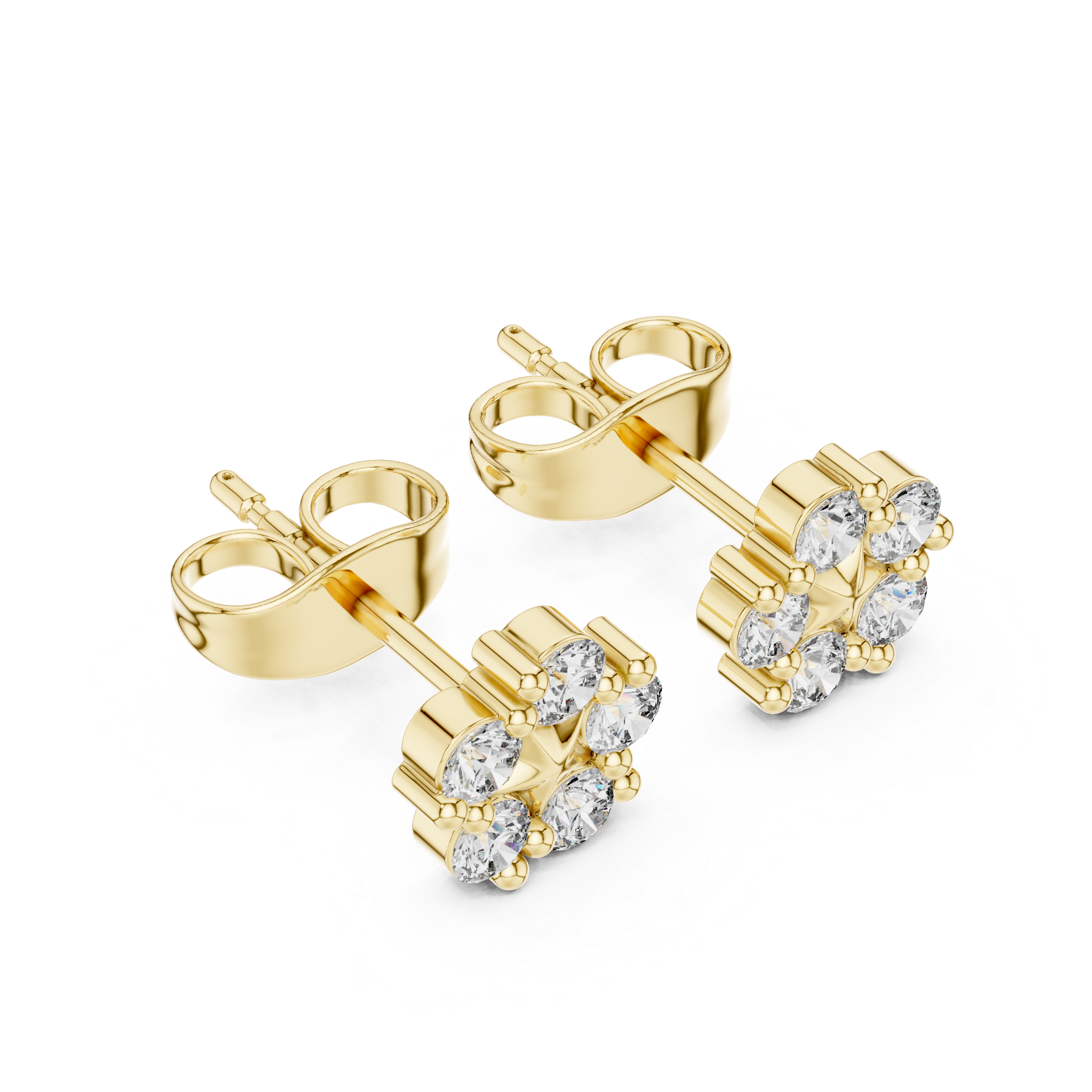 Floral Cluster Diamond Stud Earrings