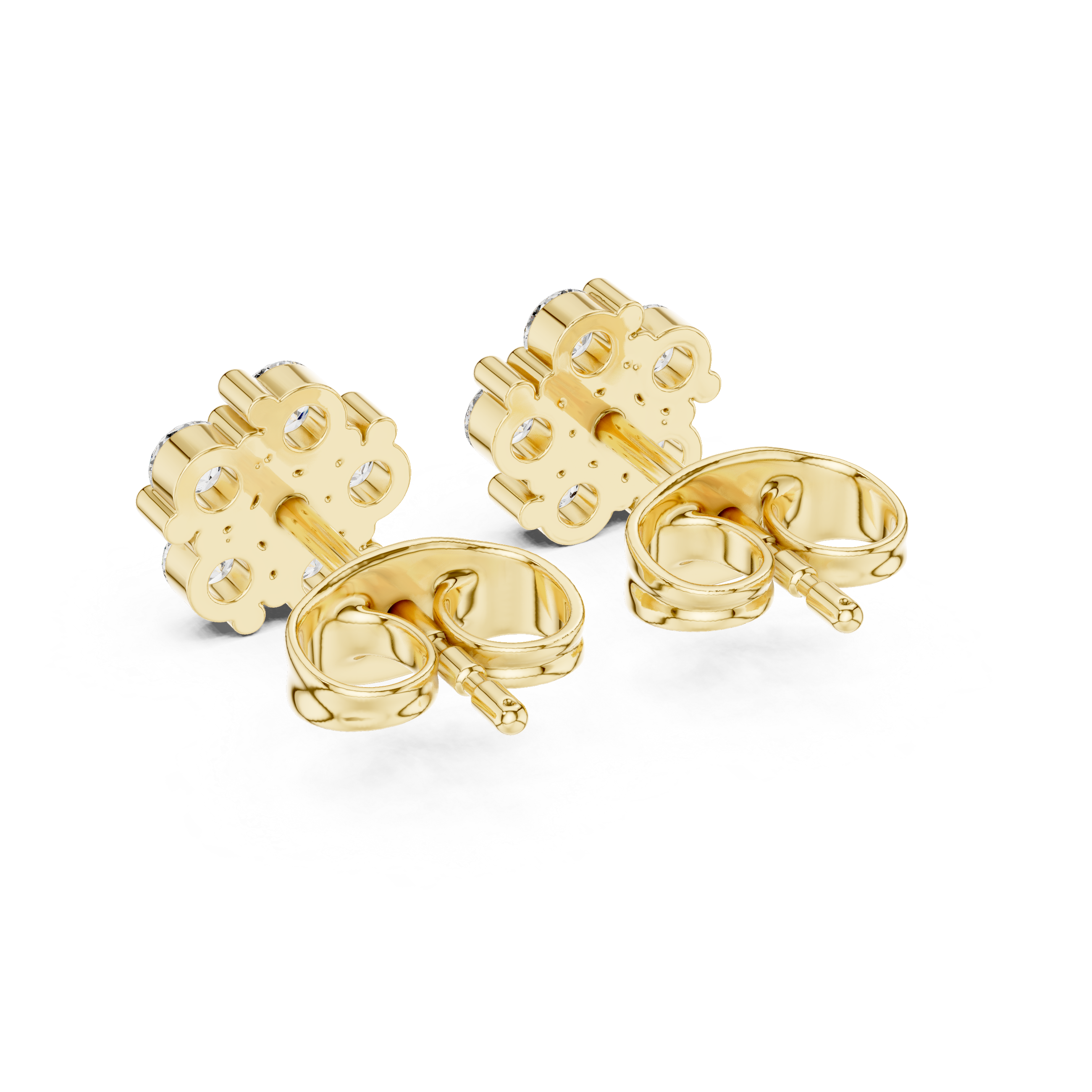 Floral Cluster Diamond Stud Earrings